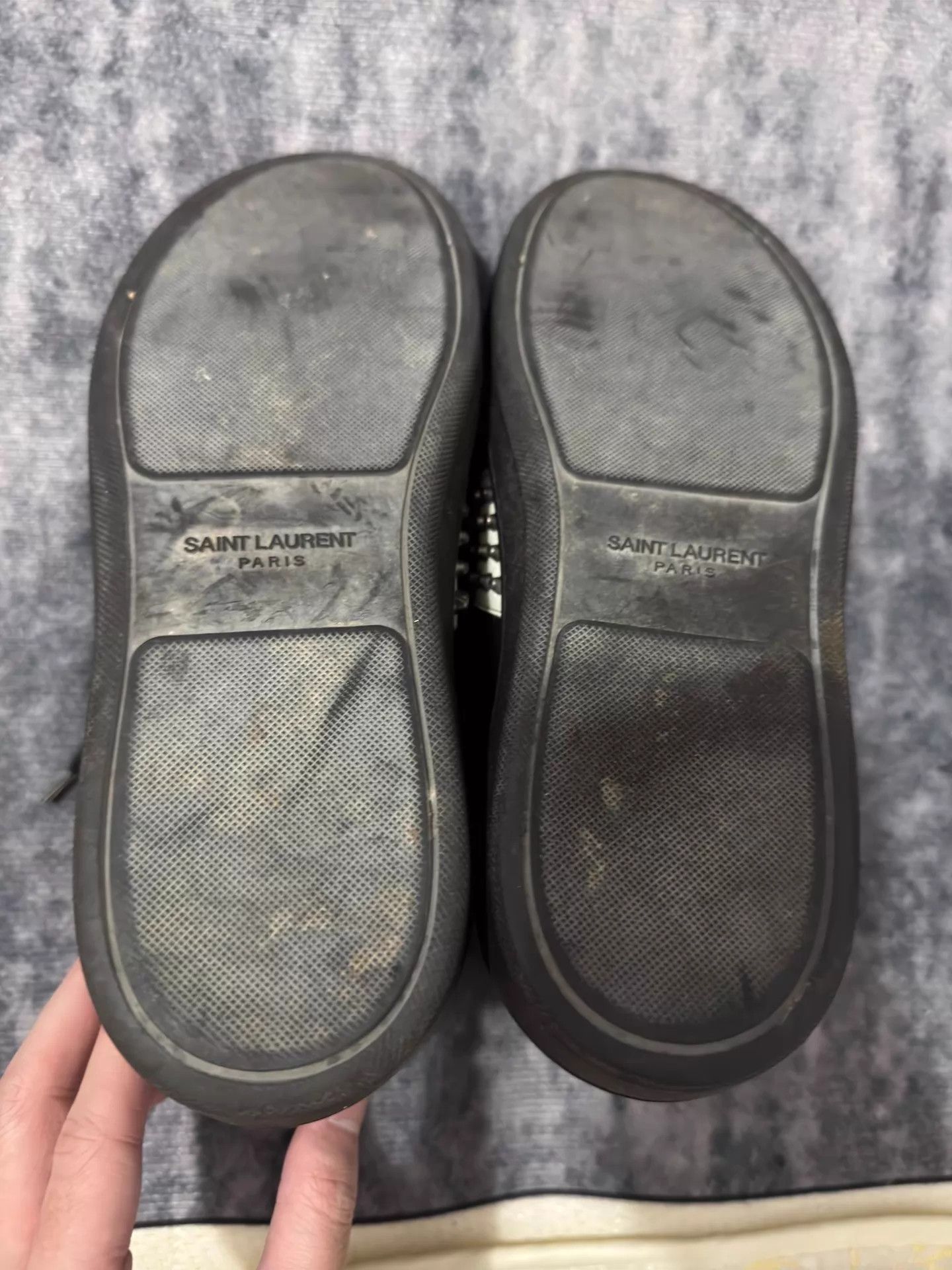 Saint Laurent Paris SLP 14fw high-top bullet magic tape skate shoes black white Size US 7 / EU 40 - 5 Thumbnail