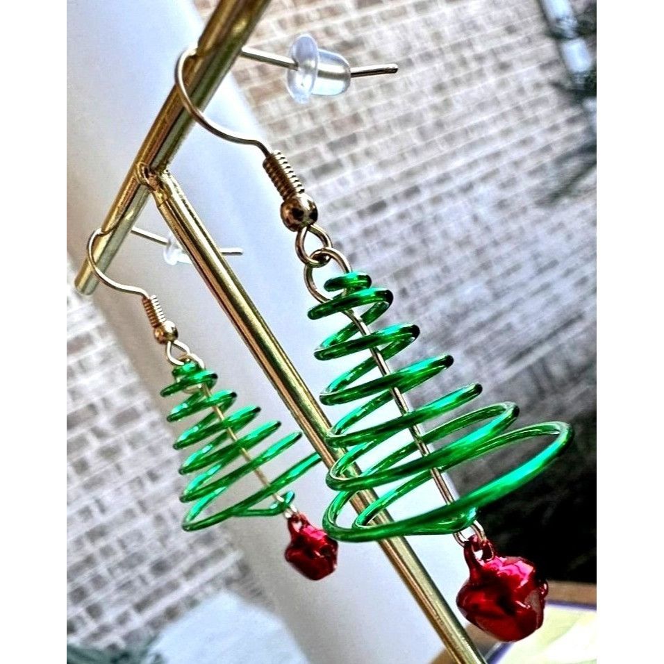 Handmade Christmas Tree Earrings Jingle Bells New Dangle HooksFestive Size ONE SIZE - 7 Thumbnail