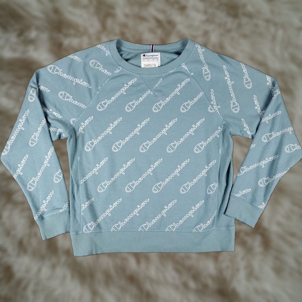 Champion Champion Blue Pullover Sweater Womens Large Crew Neck Cotton Blend Casual Size L / US 10 / IT 46 - 1 Thumbnail