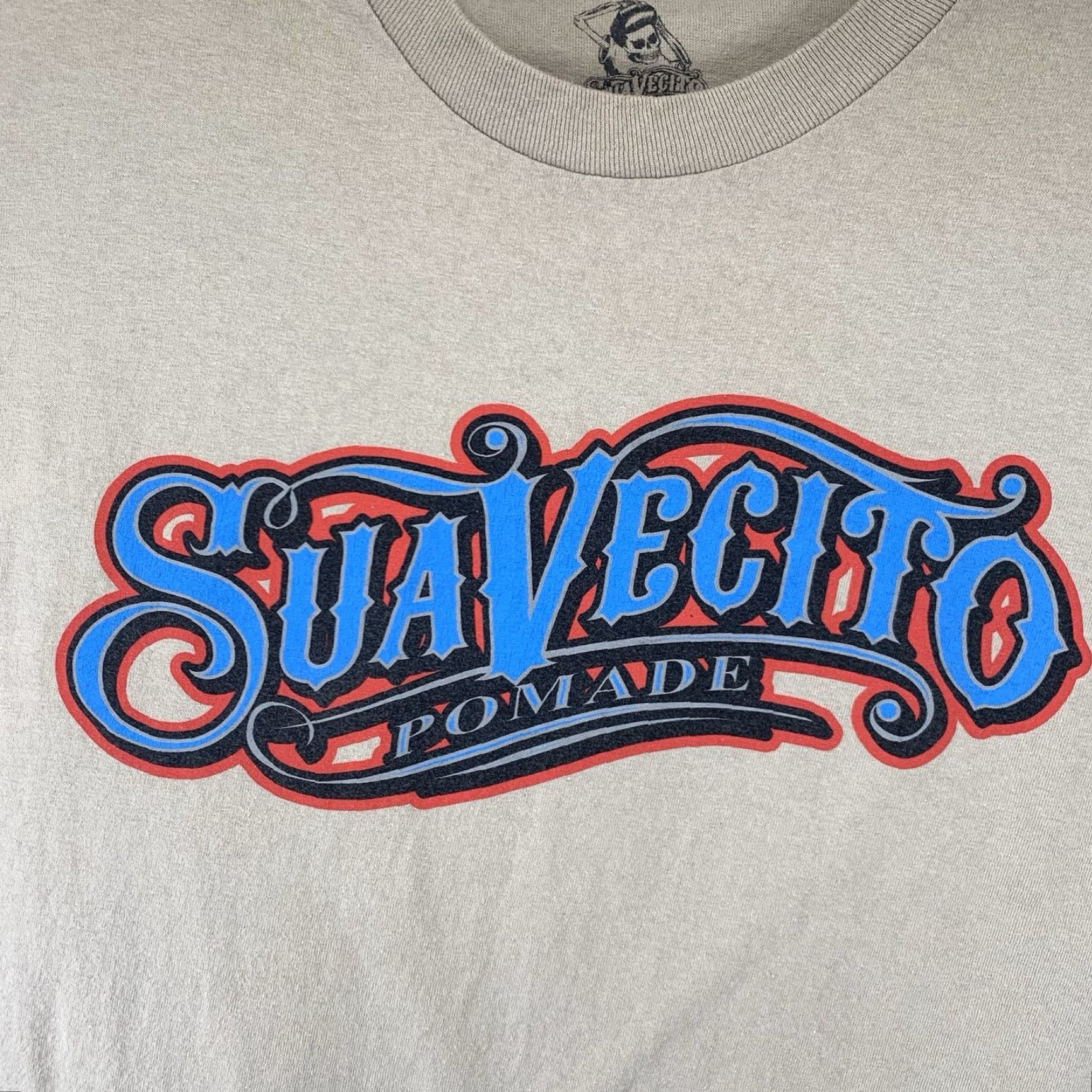 Doublet Suavecito Men's T-Shirt Large Beige Graphic Print Logo Double Side All Seasons Crew Neck Size US L / EU 52-54 / 3 - 4 Thumbnail