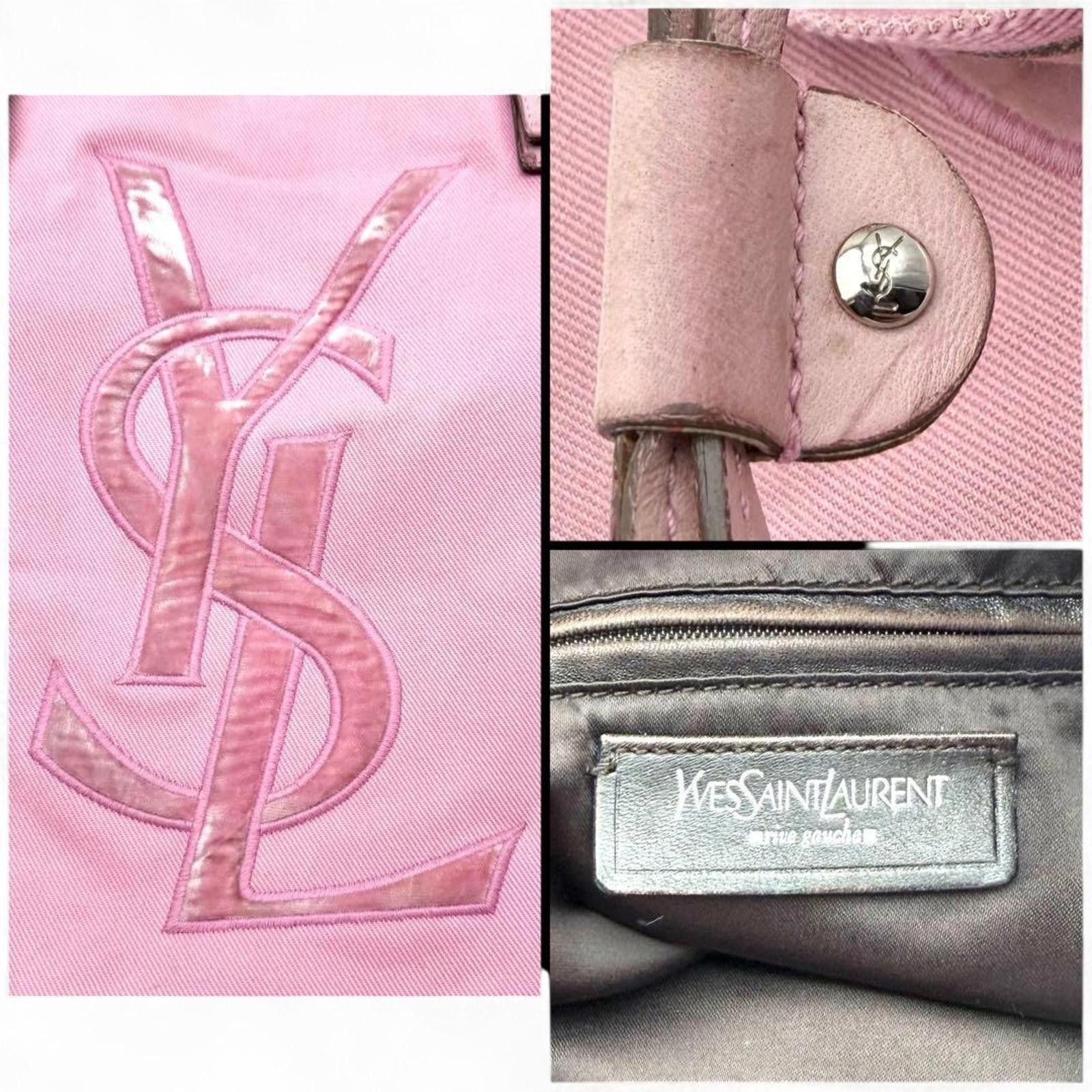 Yves Saint Laurent Saint Laurent - Pink Canvas Tote Bag Leather Trim Size ONE SIZE - 7 Thumbnail