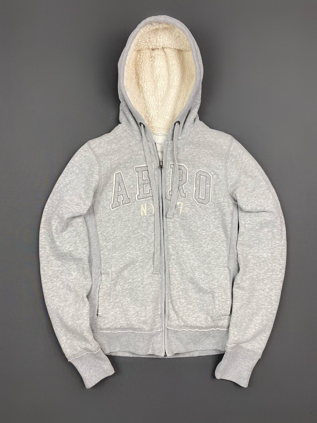 Y2K Aeropostale Spell Out Cropped Faux Fur Sherpa Hoodie