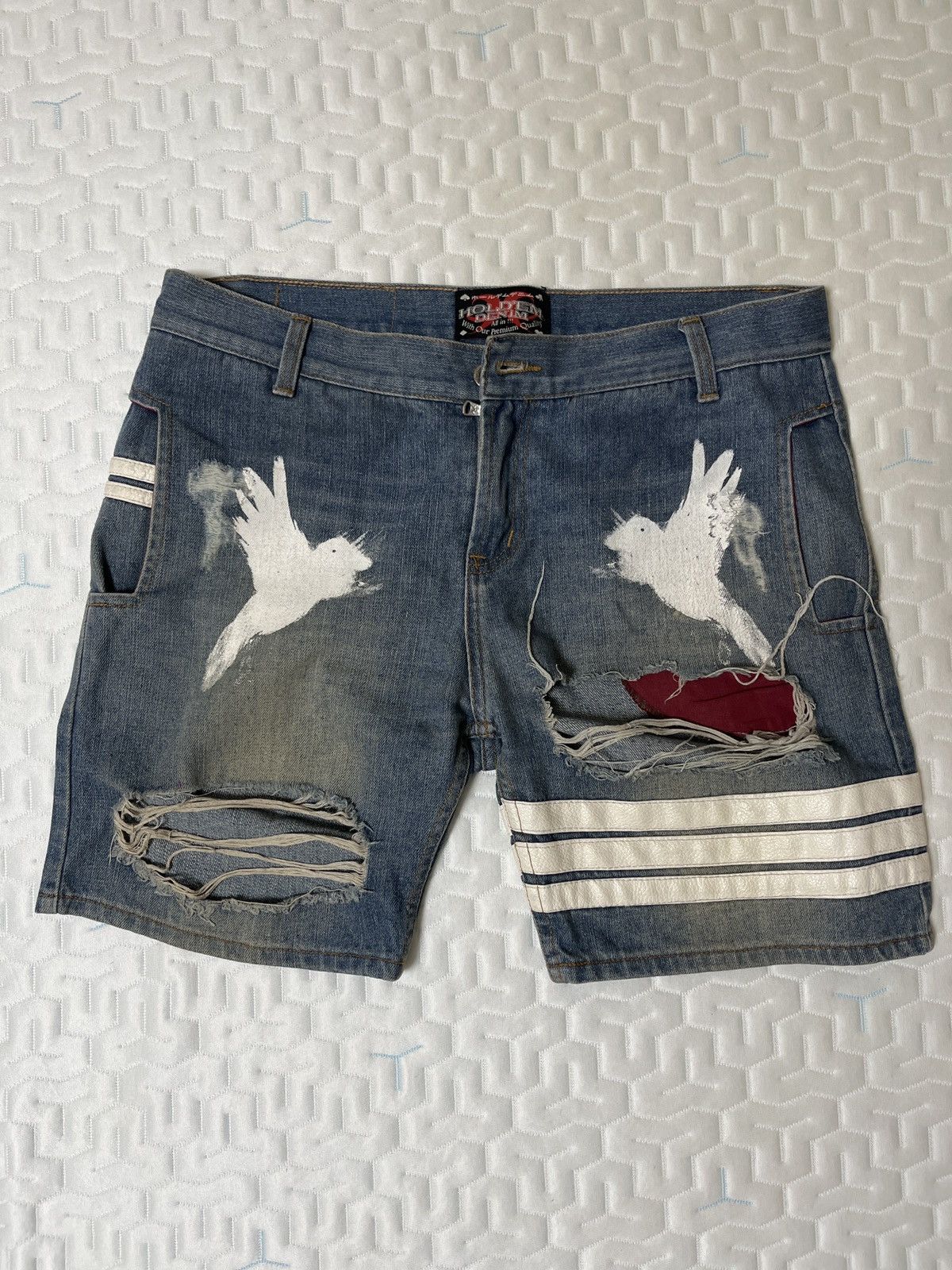 Other Holdem Denim Distressed Bird Shorts (Size M / W31) Size US 32 / EU 48 - 1 Thumbnail
