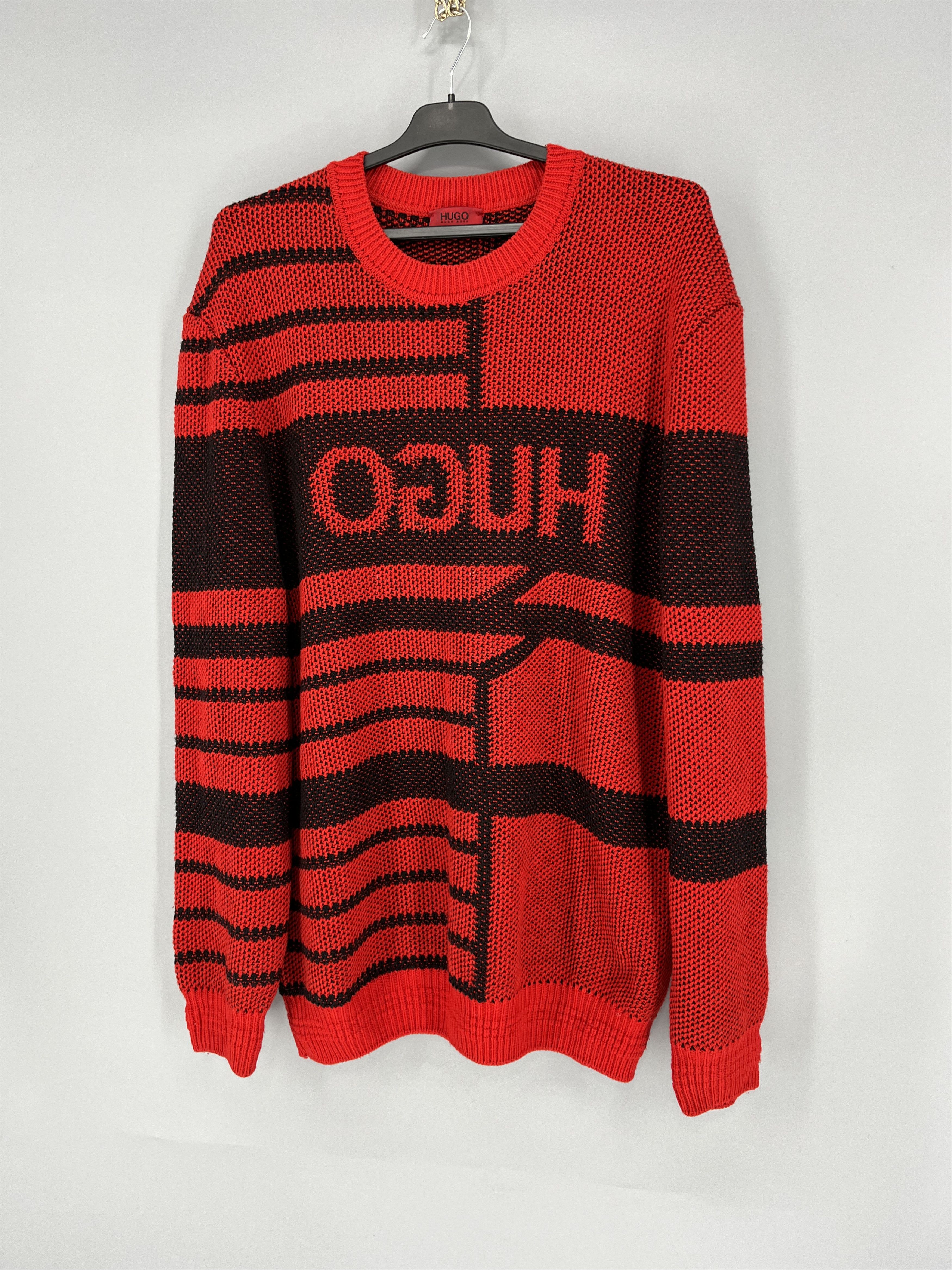 Hugo Boss Hugo Oversized Jacquard Knitted Jumper Wool with Reversed Size US XL / EU 56 / 4 - 7 Thumbnail