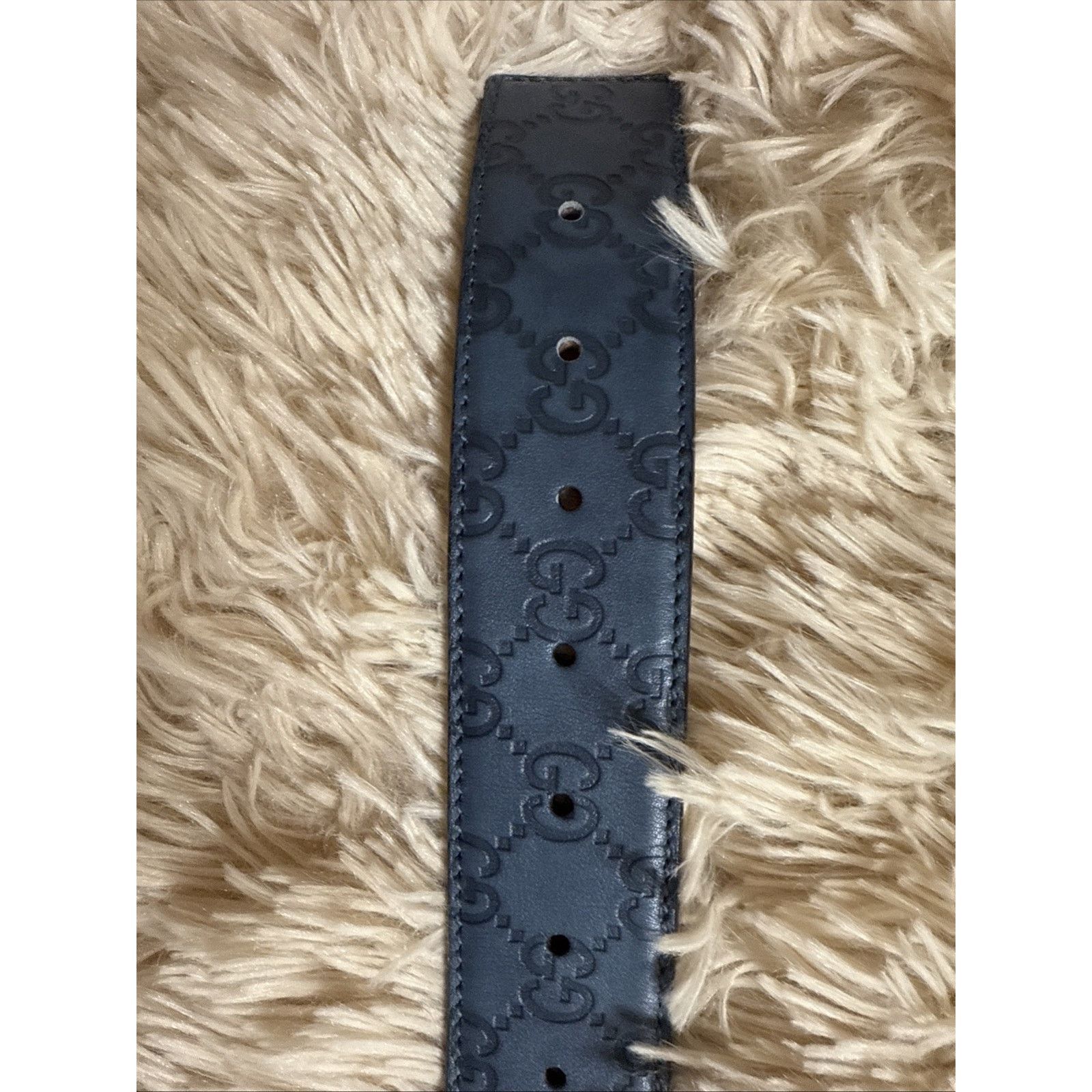 Gucci Men's Gucci Blue GG Supreme Marmont Embossed Leather Belt Size 36 - 8 Thumbnail