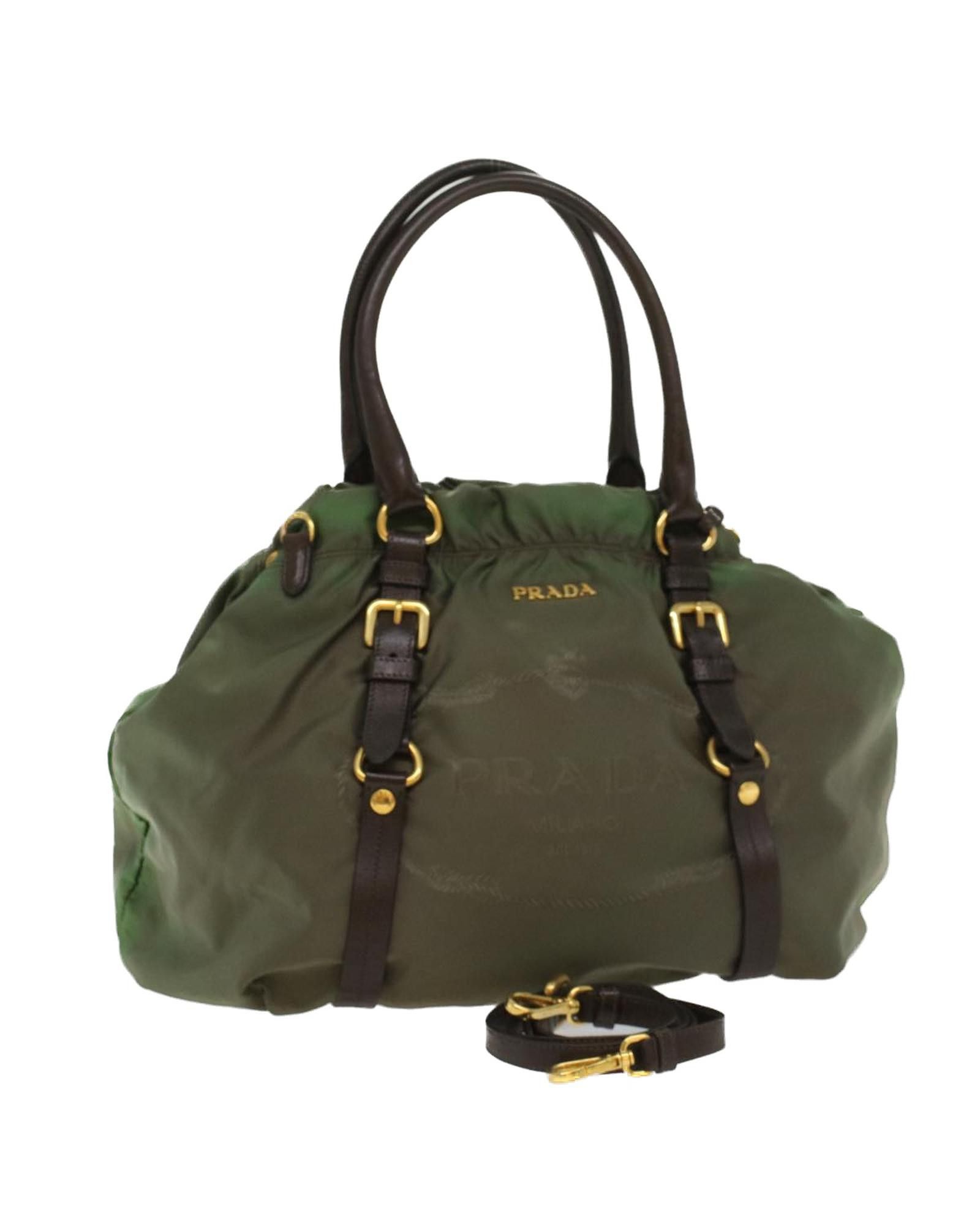 image of Prada Khaki Synthetic Shoulder Bag, Women's