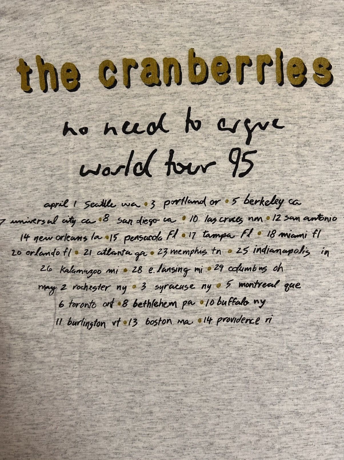 Band Tees The Cranberries “No Need To Argue World Tour 1995” Shirt Size US L / EU 52-54 / 3 - 5 Thumbnail