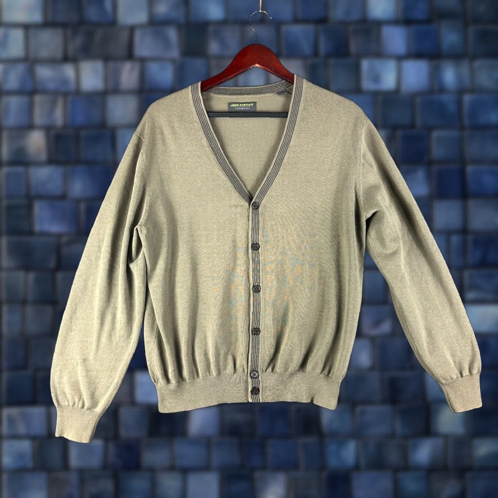 Vintage John Bartlett Sweater Cardigan Mens L Green Cotton Button Up Long Sleeve Regular Knit V-Neck Classic Modern Vintage: No Size US L / EU 52-54 / 3 - 1 Thumbnail