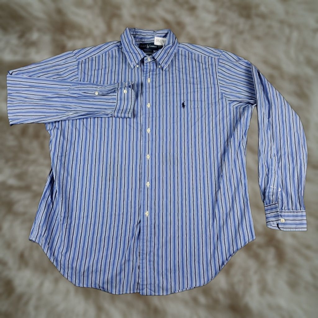 Ralph Lauren Ralph Lauren Shirt Mens XL Blue Striped Button-Up Long Sleeve Casual Preppy Size US XL / EU 56 / 4 - 1 Thumbnail