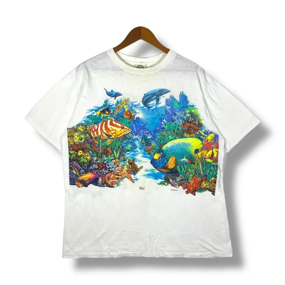 Habitat Vintage 90's HABITAT Bali Ocean Creatures Graphic Tee Shirt Size US L / EU 52-54 / 3 - 1 Thumbnail