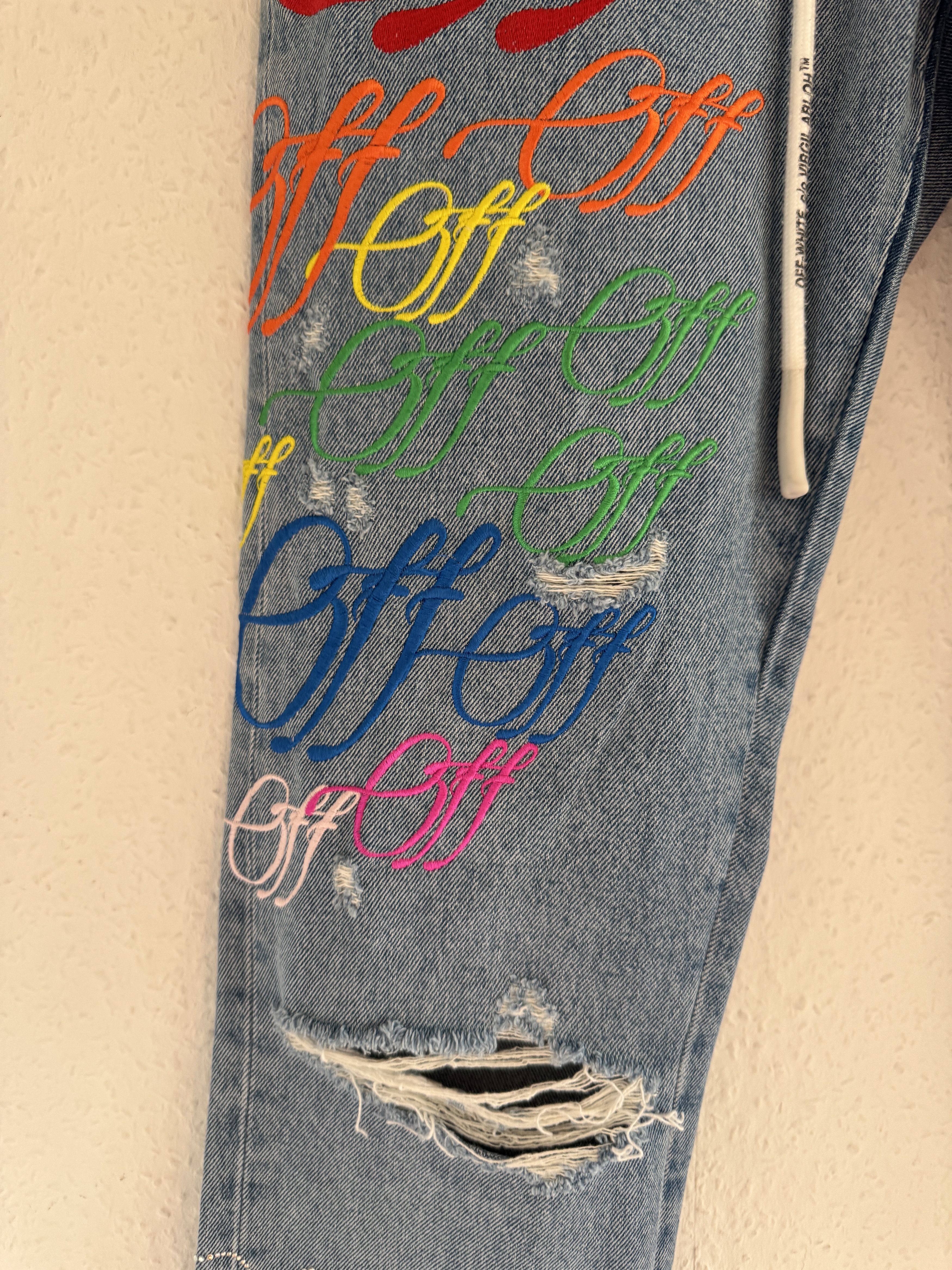 Off-White Rainbow crystal graffiti jeans Size US 32 / EU 48 - 3 Thumbnail