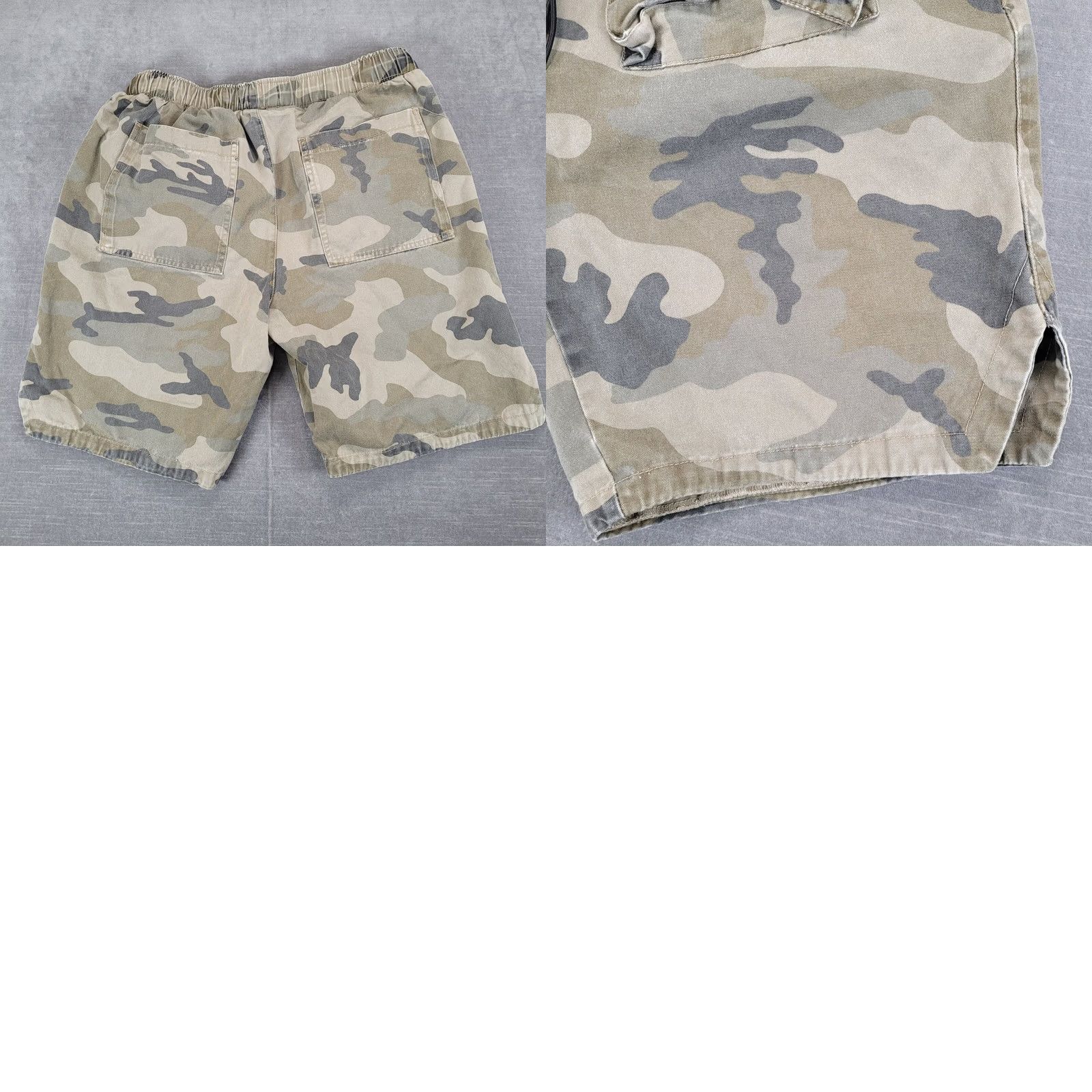 Forever 21 FOREVER 21 Men's Cargo Shorts Camo Elastic Waist Drawstring Large L Green Casual Size US 33 - 8 Thumbnail