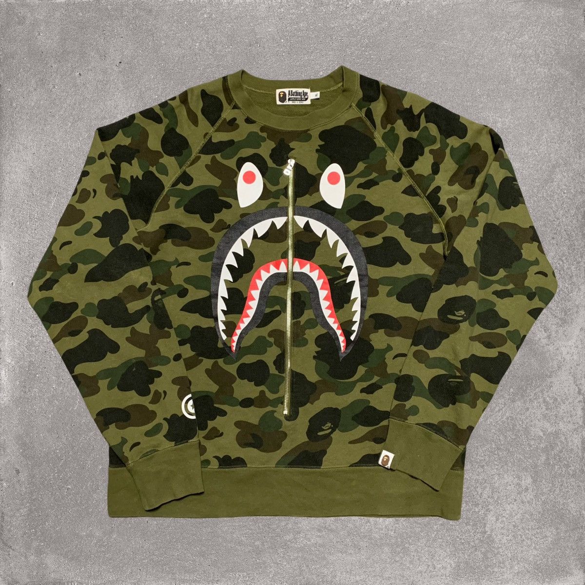 image of Bape XL Shark Green 1St Camo Sweatshirt Crewneck, Men's