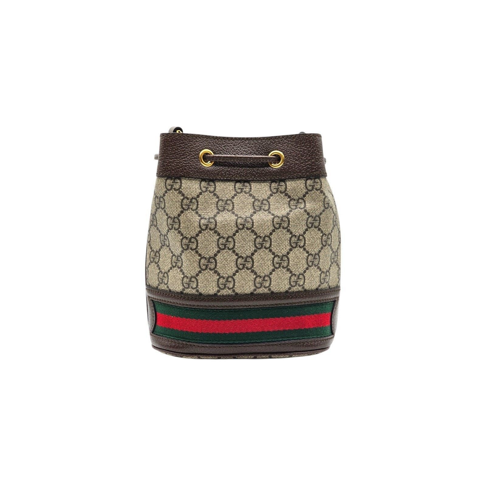 Gucci Ophidia GG Supreme Mini Bucket Bag Stripe Canvas Brown - NWT Size ONE SIZE - 2 Thumbnail