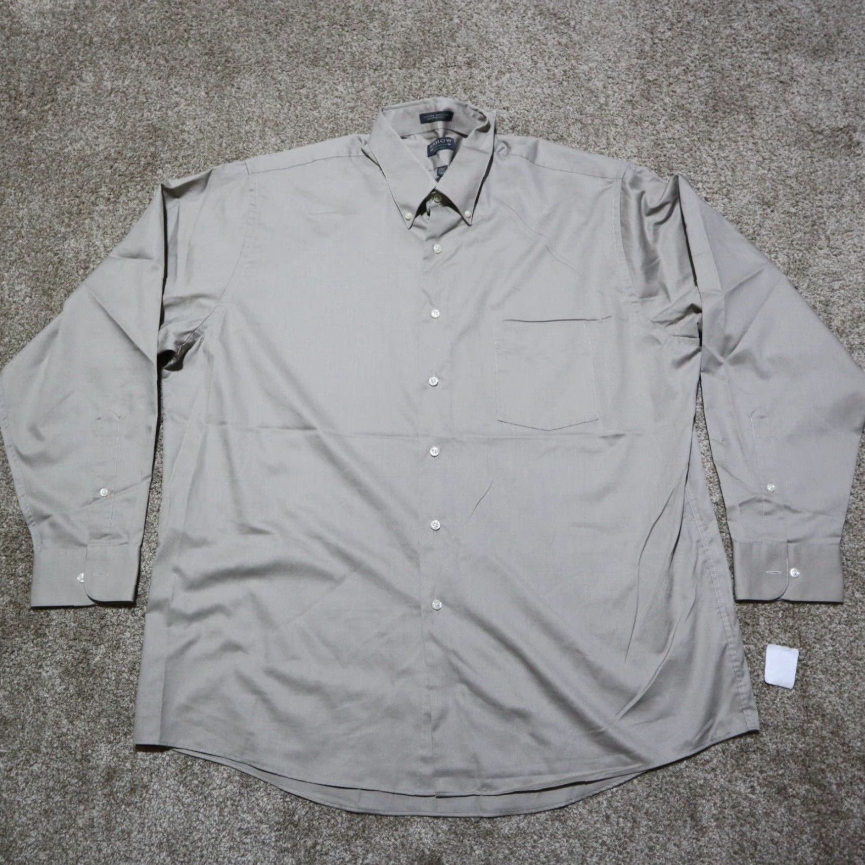 Arrow Arrow Shirt Men 17.5 34/35 Brown Button-Down Long Sleeve Casual Formal Business Solid 47 Chest USA Bradstreet Size 46R - 2 Thumbnail