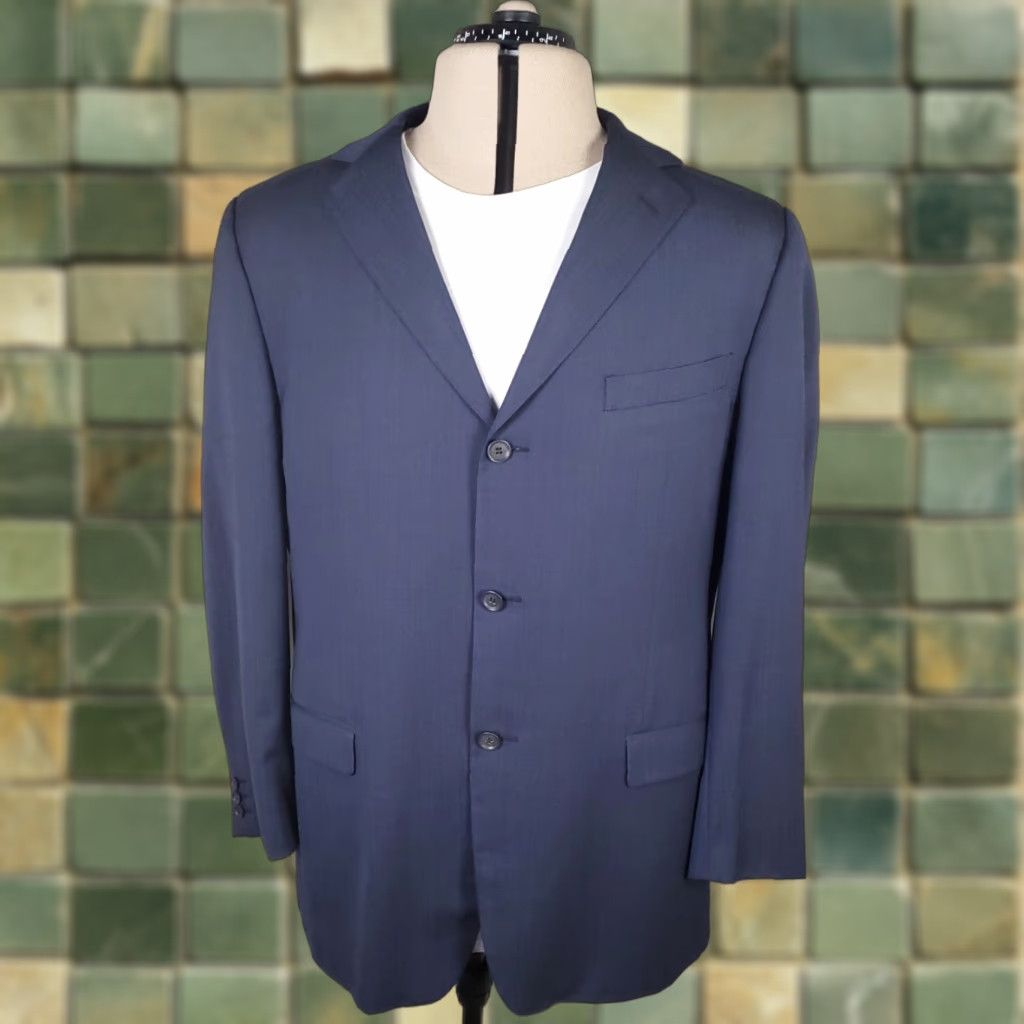 Ermenegildo Zegna Ermenegildo Zegna Blazer Mens 46R Wool Elastane Blue 3 Button Blazer Denim? Size 46R - 1 Thumbnail