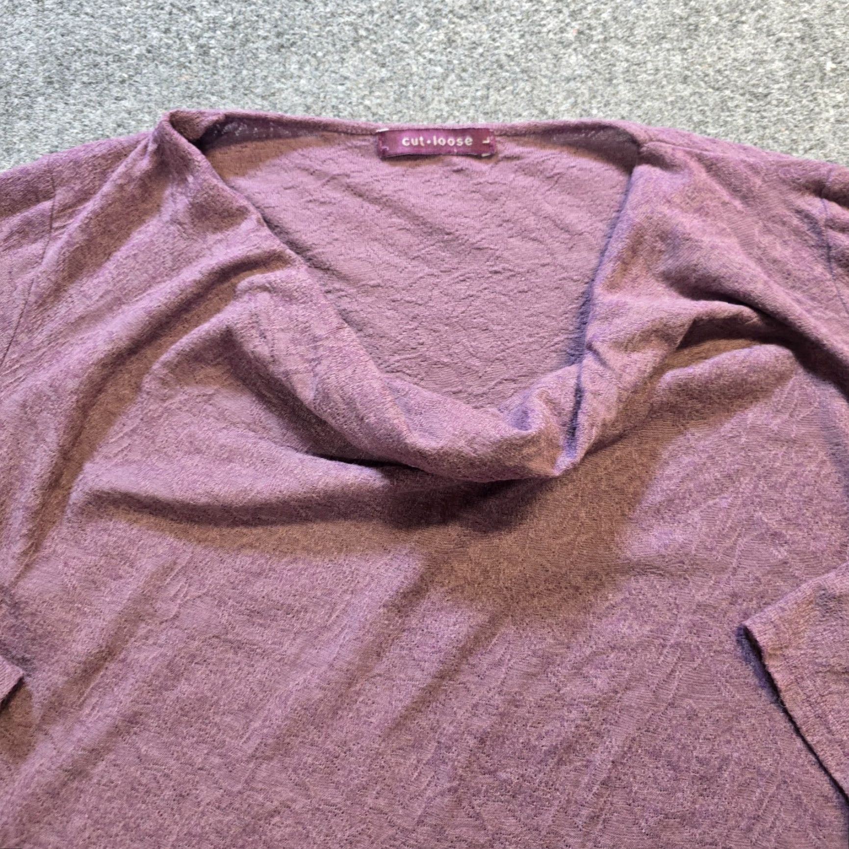 Vintage Cut Loose Top Womens Large Purple Embossed Textured Cowl Neck 3/4 Sleeve Casual Shirt + Blouse - Regular Pink? Size L / US 10 / IT 46 - 2 Thumbnail