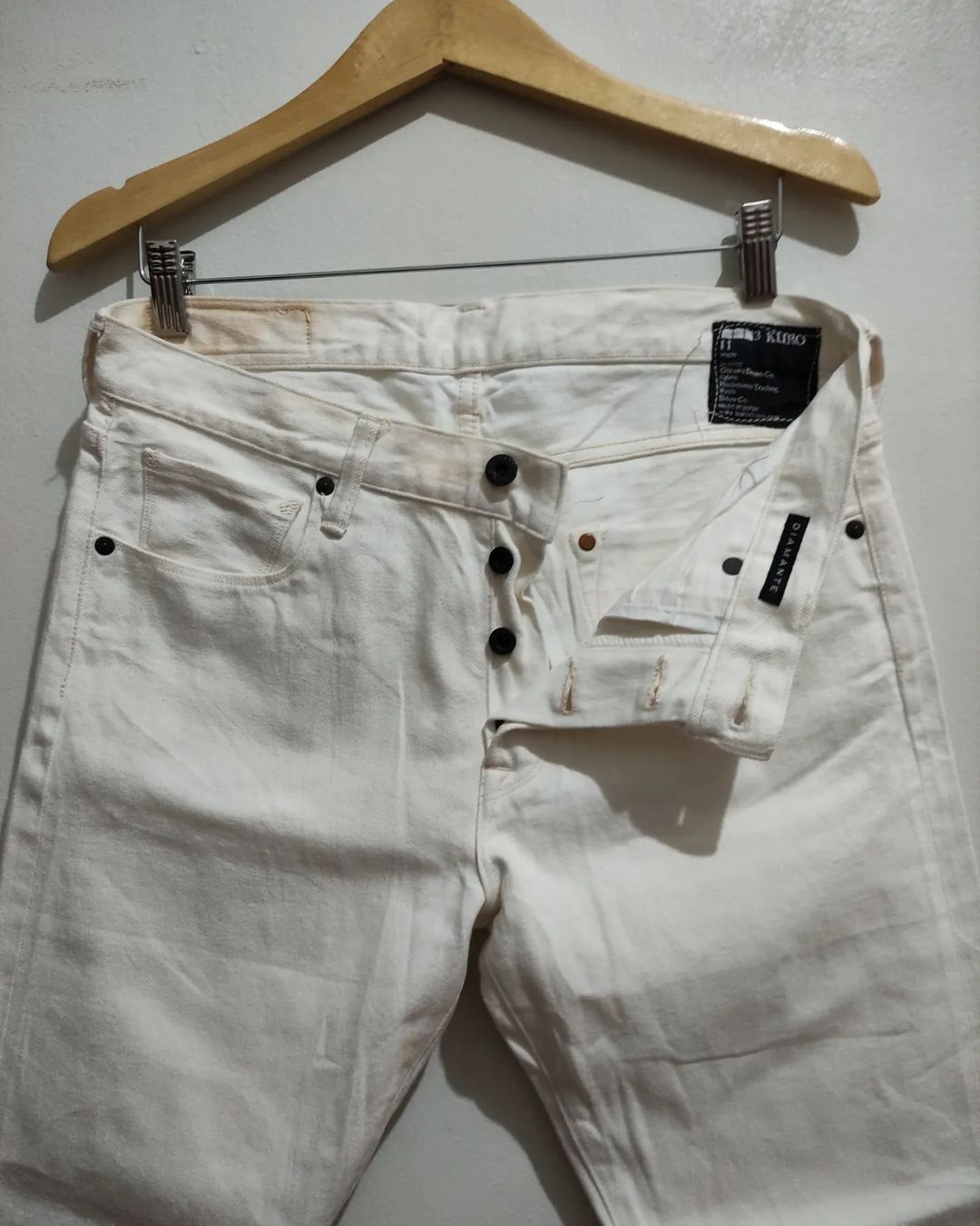 Japanese Brand × KURO Kuro Japan Diamante Buttonfly Redline White Denim Size US 32 / EU 48 - 8 Thumbnail