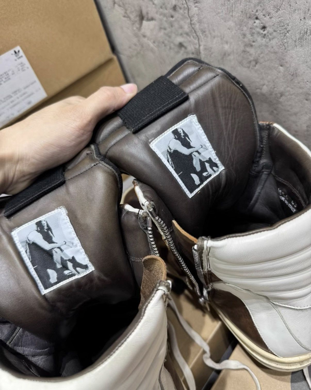 Rick Owens Rick Owens Geobasket, Mocha Brown & White K37 Size US 9.5 / EU 42-43 - 3 Thumbnail
