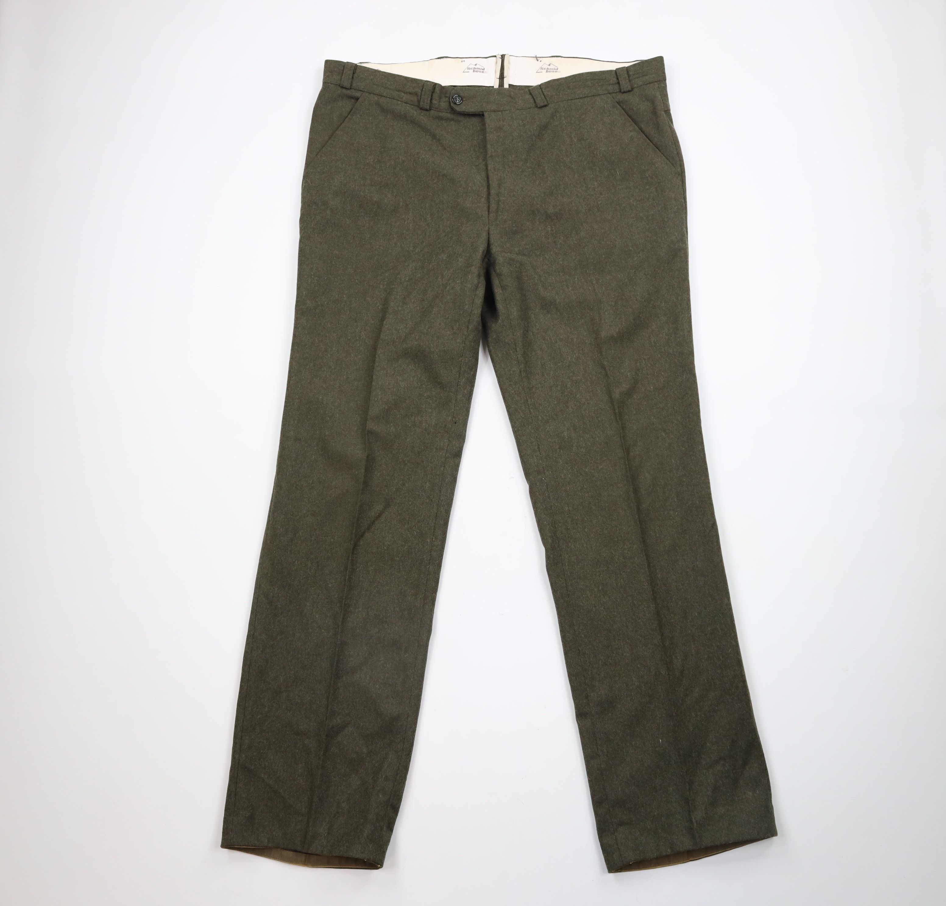 Vintage Vintage 70s Streetwear Wool Wide Leg Chino Pants Green Size US 42 / EU 58 - 1 Thumbnail