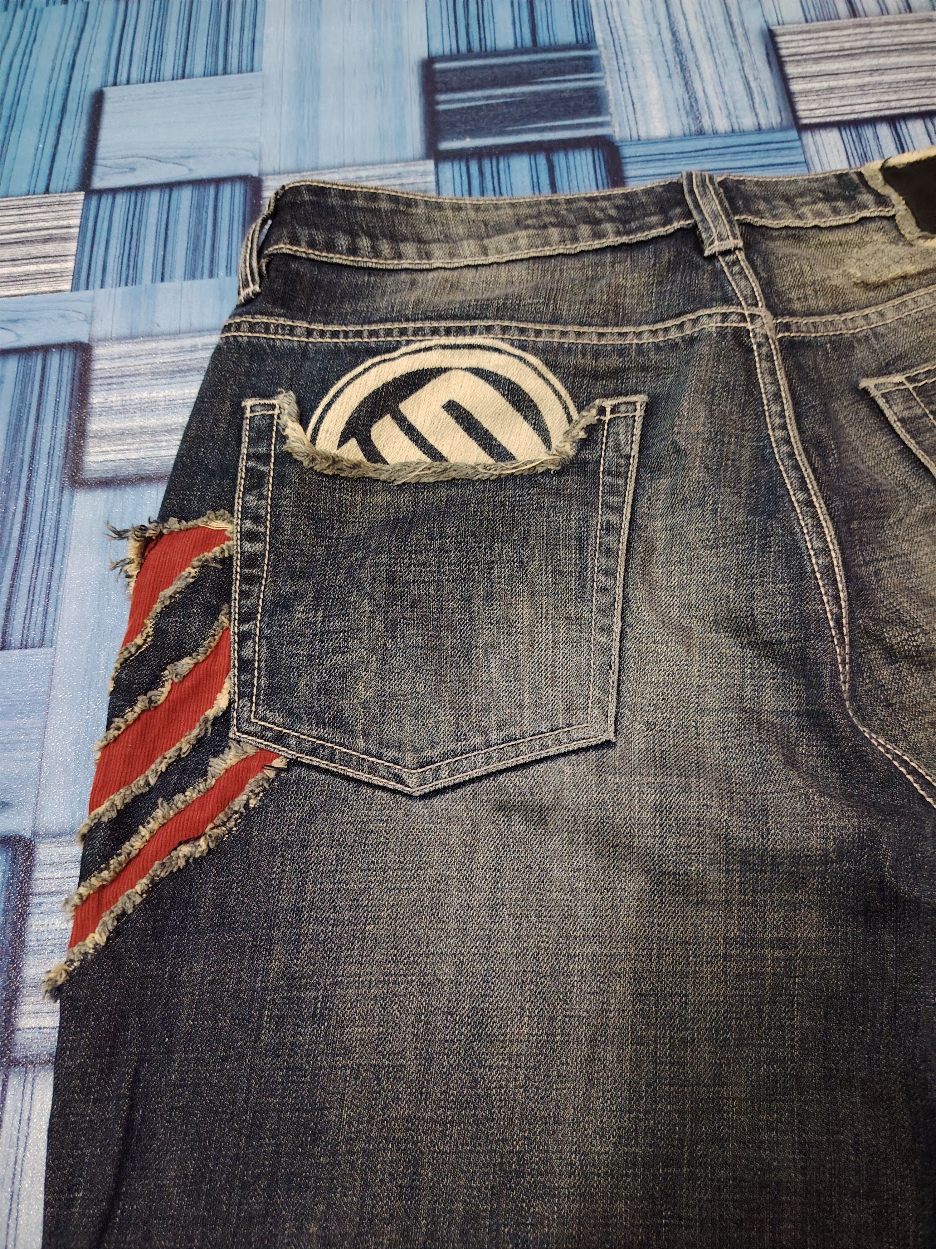 Japanese Brand Distressed denim osaka big train flared jeans Size US 31 - 19 Thumbnail