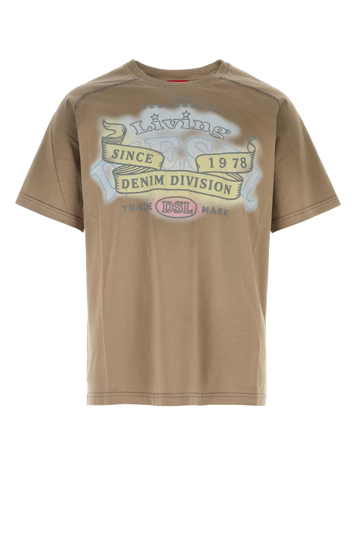 Diesel Cappuccino Cotton T-Forb T-Shirt Size US M / EU 48-50 / 2 - 1 Thumbnail