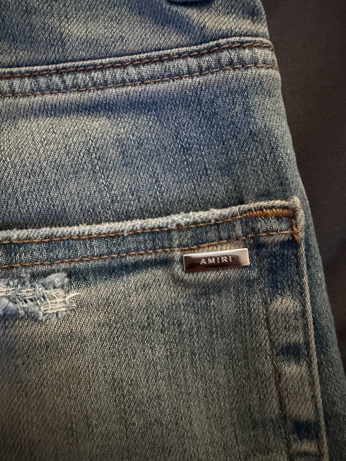 Amiri Light Blue Amiri Denim Cheetah Print Patches Size US 29 - 10 Thumbnail