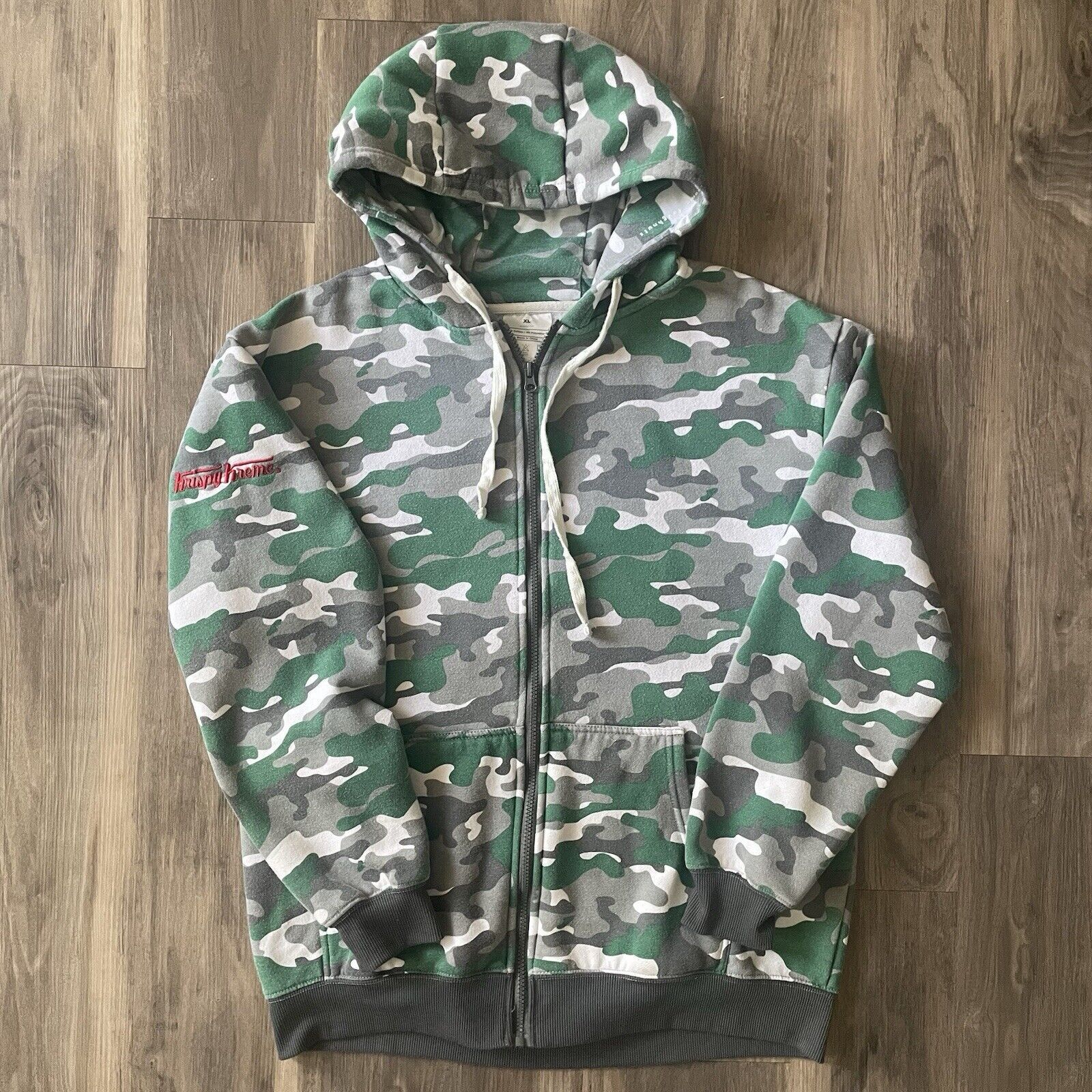 Vintage Krispy Kreme Hoodie Green Camouflage Zip Up Jesse Pinkman Size US XL / EU 56 / 4 - 1 Thumbnail