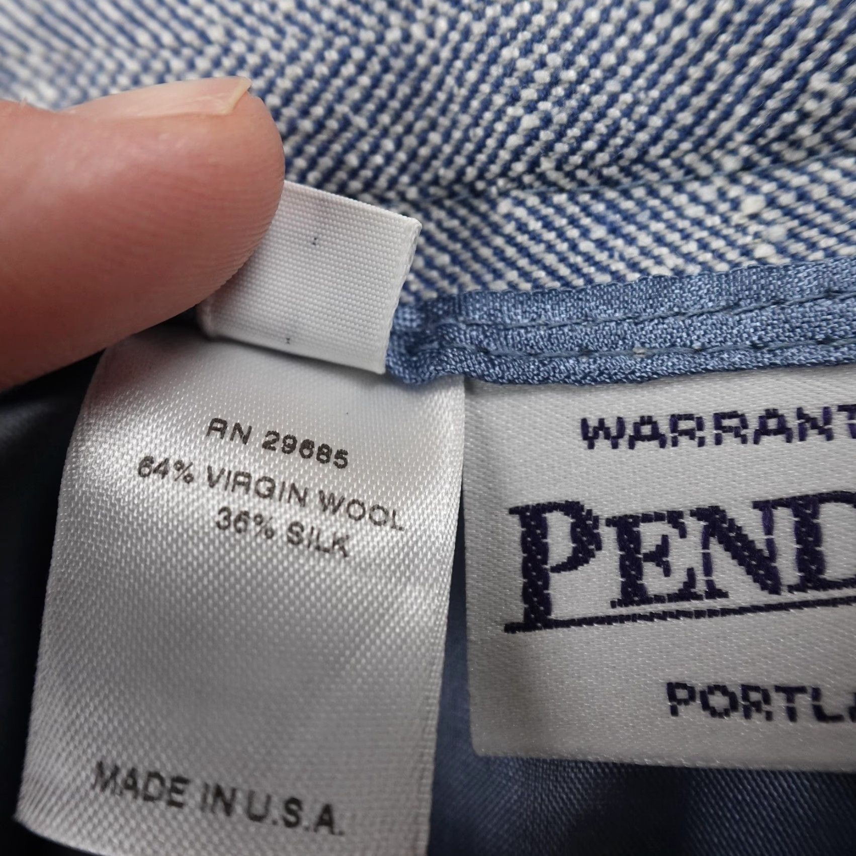 Pendleton VINTAGE Pendleton Suit Womens 10 Blue Wool Silk Herringbone Skirt Jacket Set USA Size 32" / US 10 / IT 46 - 6 Thumbnail