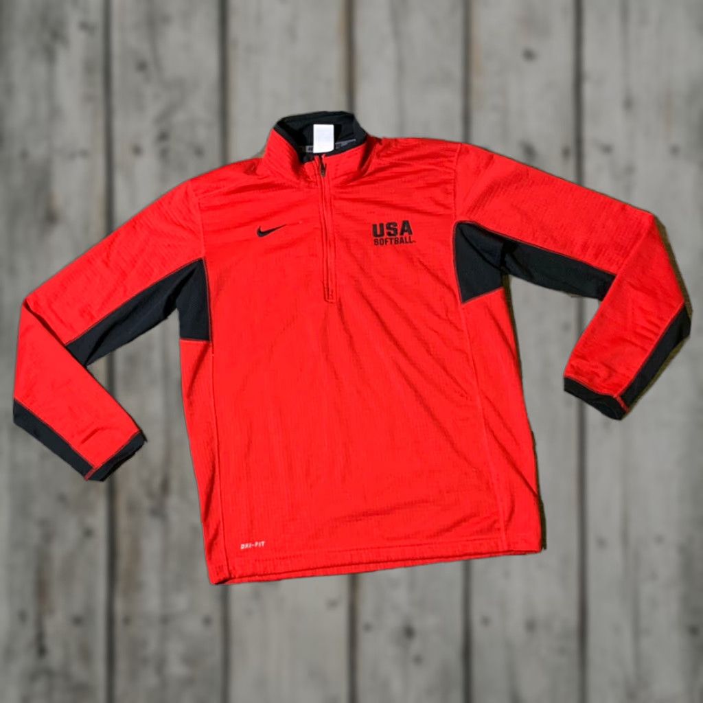Nike Nike Dri-FIT USA Softball 1/2 Zip Pullover Men's Medium Red Size US M / EU 48-50 / 2 - 1 Thumbnail