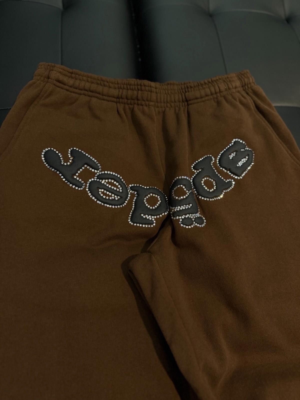 Sp5der Size S - Sp5der Worldwide Brown Crystal Sweatpants Spider Size US 30 / EU 46 - 4 Thumbnail