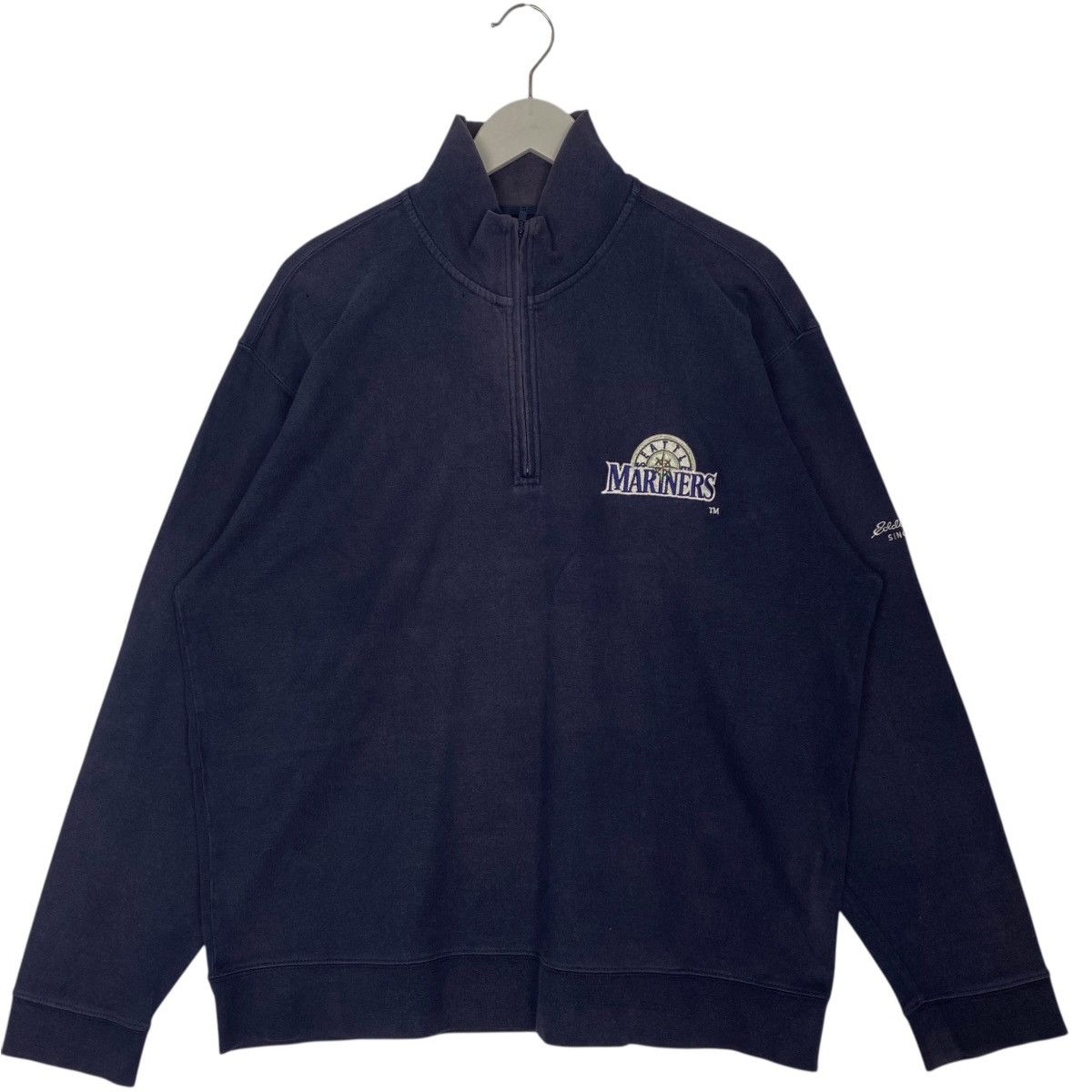 Vintage Vintage Eddie Bauer Quater Zip Small Logo Navy Blue Size M Size US M / EU 48-50 / 2 - 1 Thumbnail