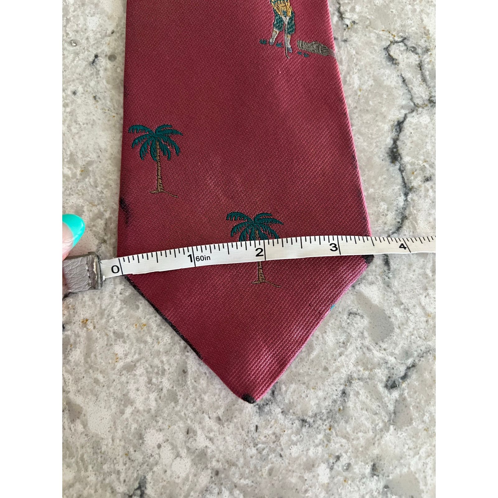 Vintage Vintage David Wood Golf Themed Silk Neck Tie Palm Trees Golf Size ONE SIZE - 8 Thumbnail