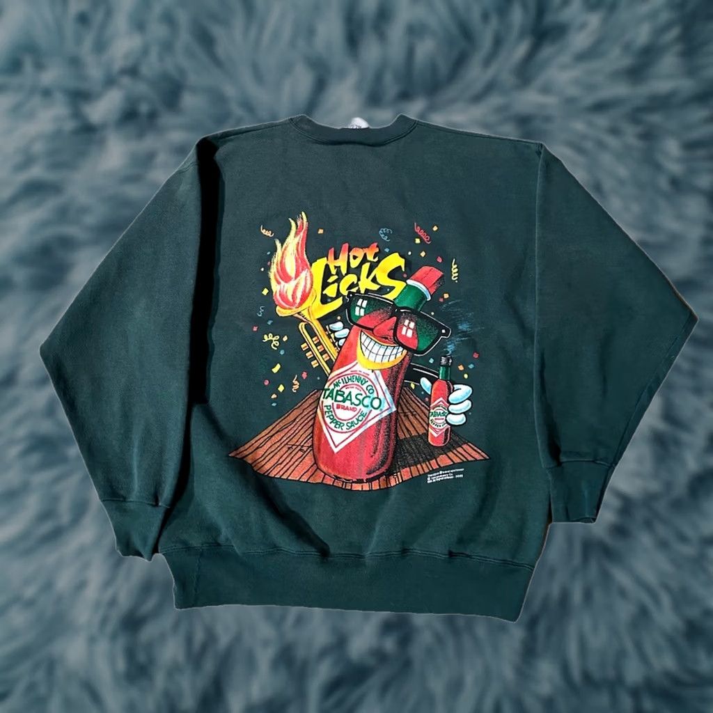 Vintage VINTAGE Saturdays HERO Sweatshirt Pullover Crew Neck Green 90s Front & Back Graphic L Men Size US L / EU 52-54 / 3 - 1 Thumbnail