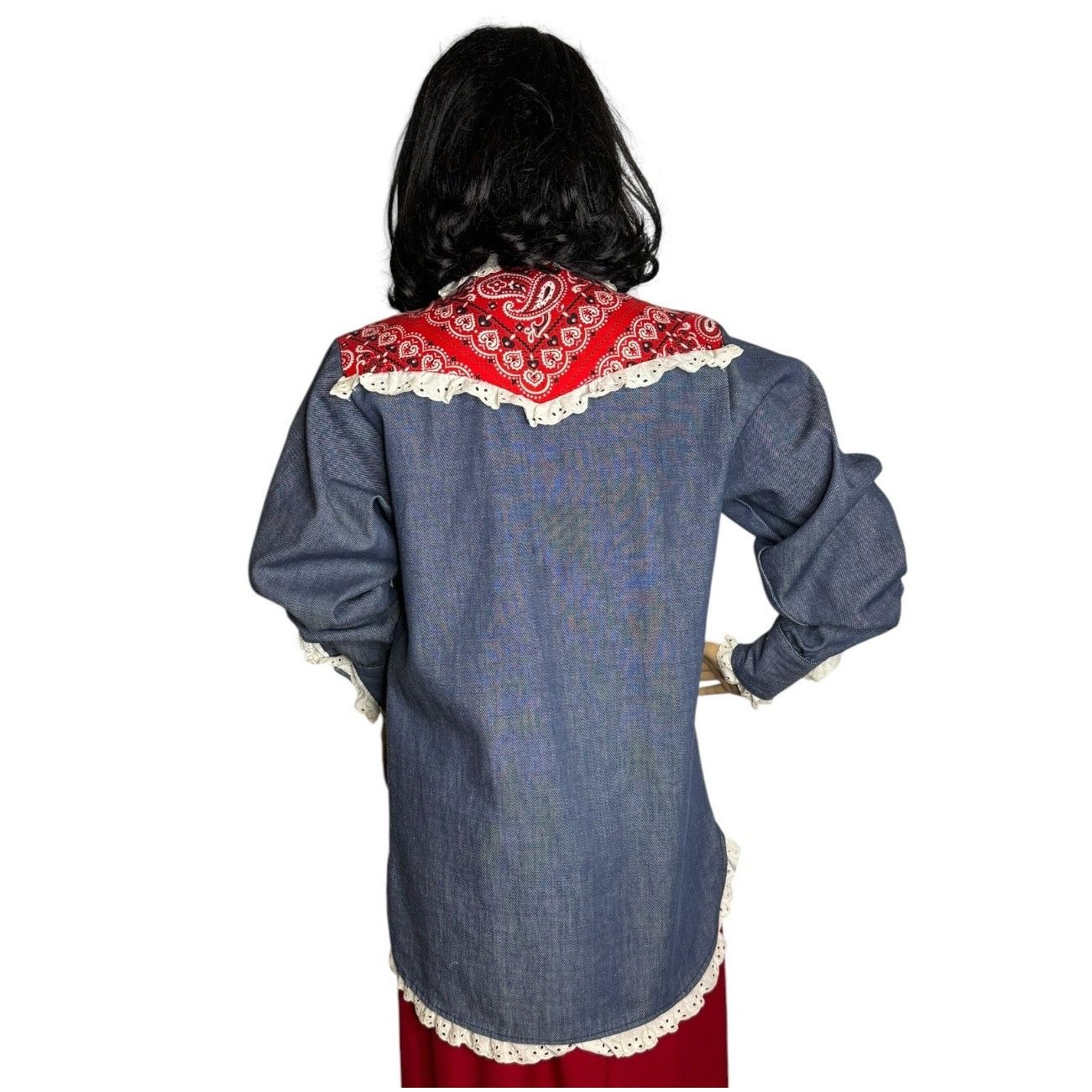 Vintage Vtg Bar C authentic western denim shirt dagger collar eyelet Size M / US 6-8 / IT 42-44 - 3 Thumbnail
