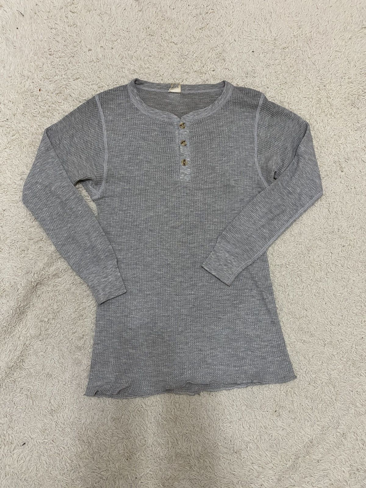 Vintage long john 80s Thermal Top Button Front Waffle Knit Shirt Size US L / EU 52-54 / 3 - 1 Thumbnail