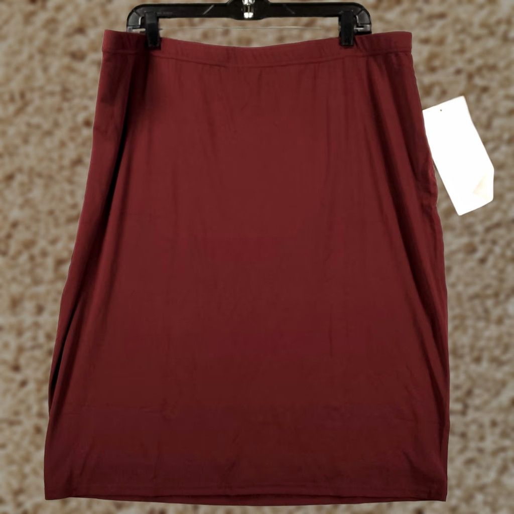 Vintage New Womens Skirt 1X Burgundy Pencil Pull On Stretch Comfort Lined NWT Ashro Kadence Vintage: No Size 40" / US 18 - 1 Thumbnail