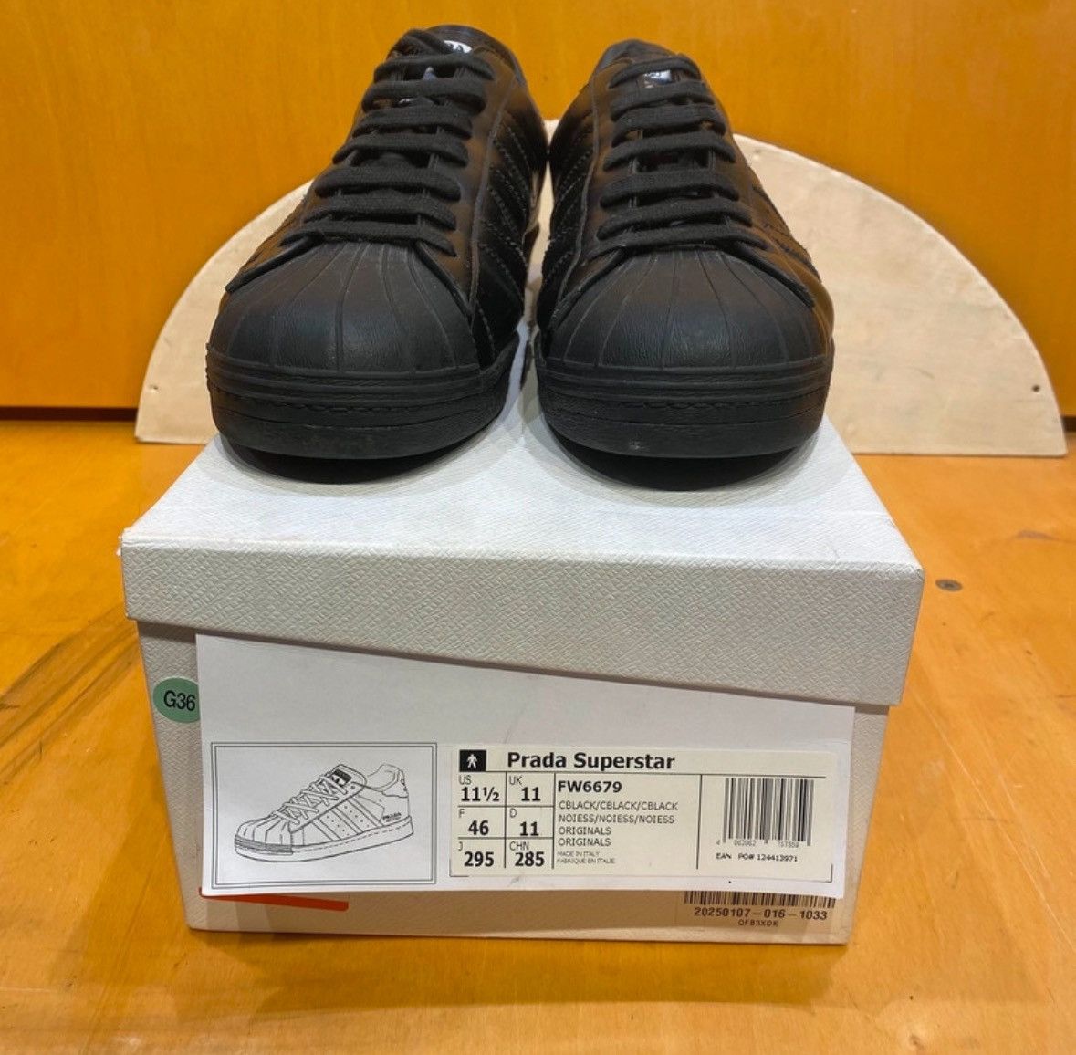Prada Black Prada Adidas Superstars Size US 11 / EU 44 - 3 Thumbnail