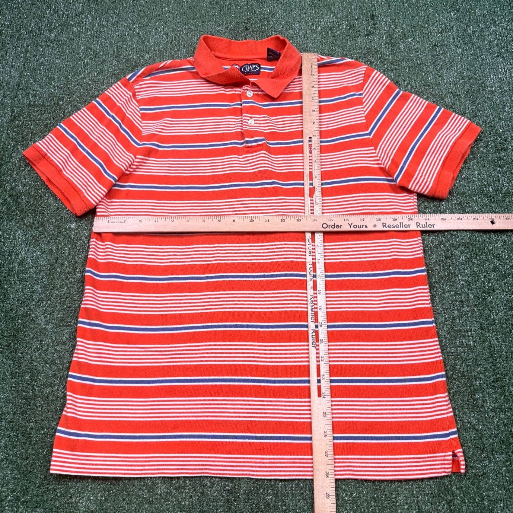 Chaps Chaps Ralph Lauren Polo Shirt Polo Shirt Orange Striped Short Sleeve Collared XL Men's Golf Classic Logo 100% Cotton Button-Down Vintage: No Size US XL / EU 56 / 4 - 3 Thumbnail