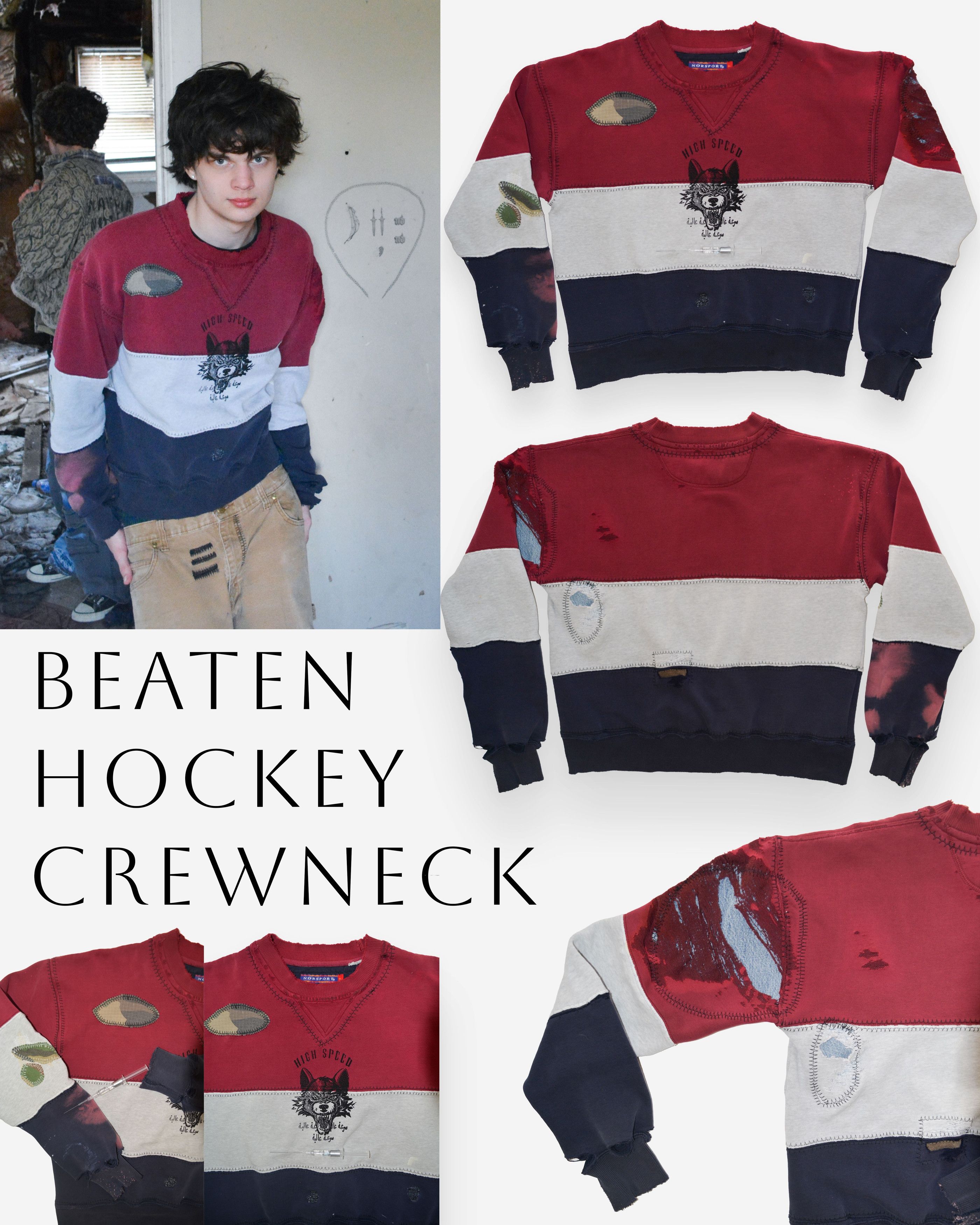 Vintage Beaten Hockey Crewneck Size US M / EU 48-50 / 2 - 2 Thumbnail