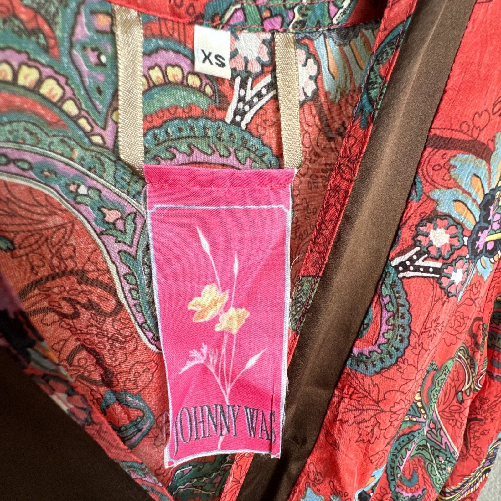 Johnny Was JOHNNY WAS Red Brown Paisley Top XS Front Pockets Bohemian Size XS / US 0-2 / IT 36-38 - 3 Thumbnail