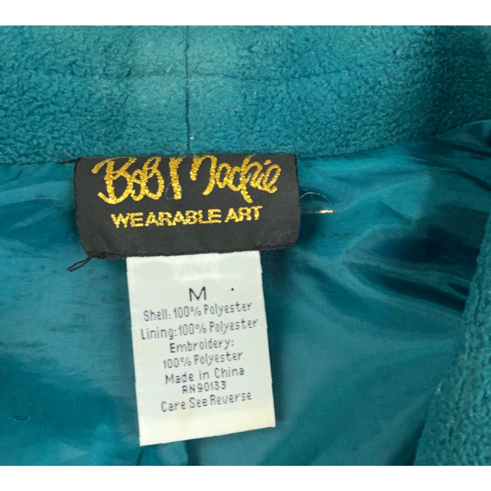 Bob Mackie Bob Mackie Jacket Medium Dark Green Embroidered Flower Fleece Snap Women's Size M / US 6-8 / IT 42-44 - 6 Thumbnail