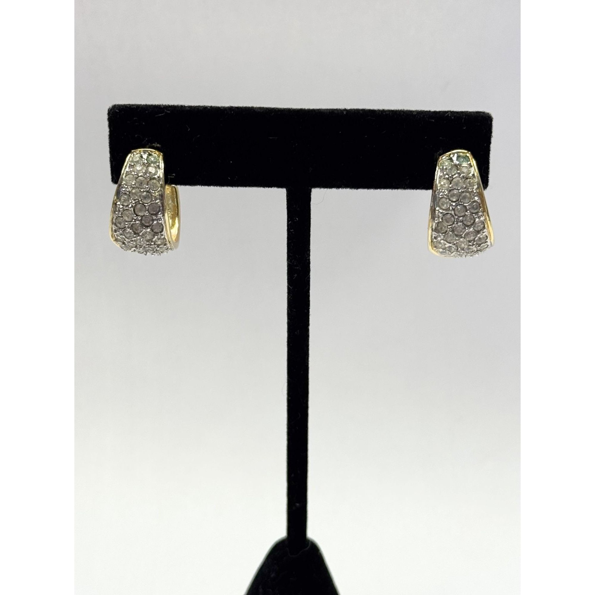 Vintage Vintage rhinestone gold hoop earrings Size ONE SIZE - 2 Thumbnail