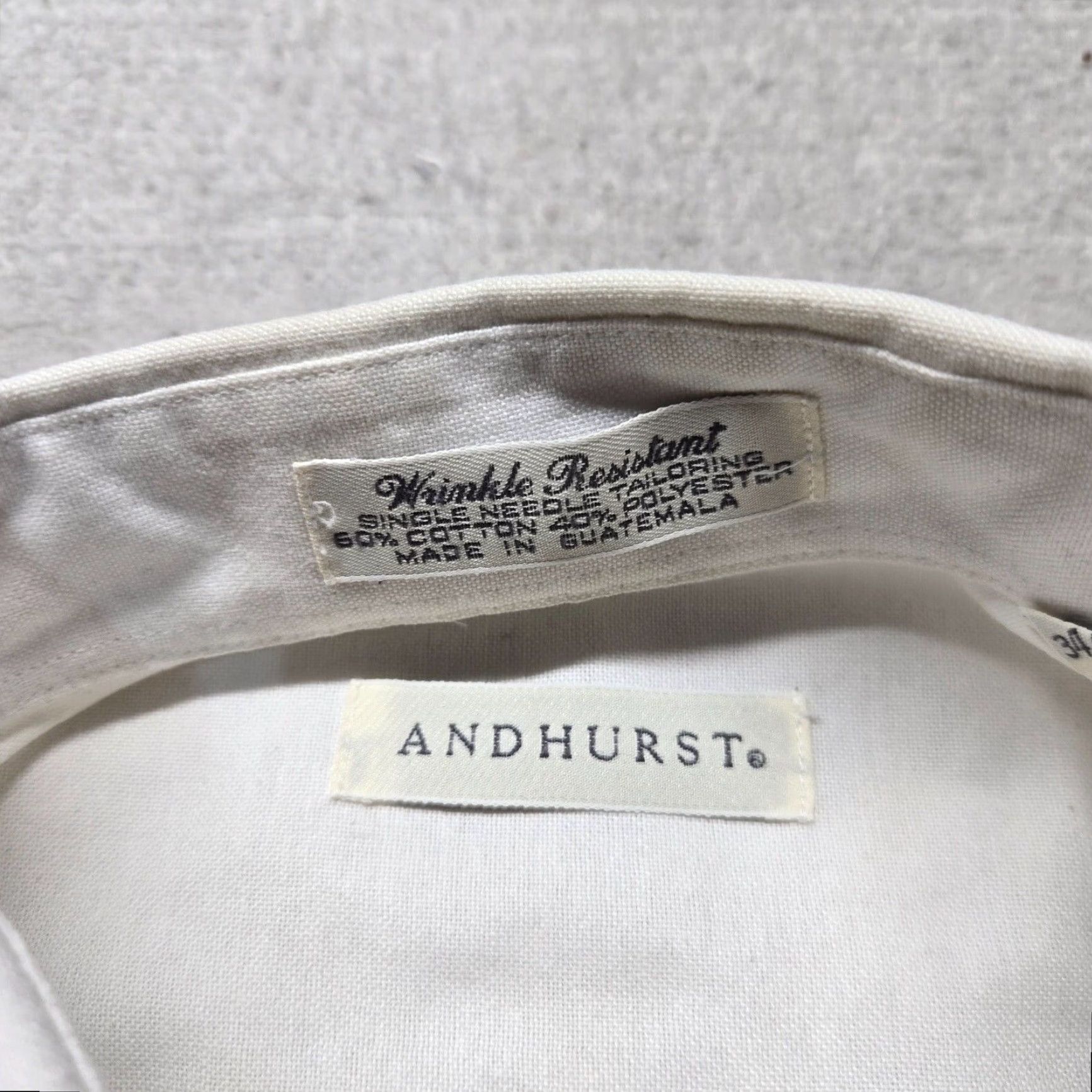 Vintage Andhurst Shirt Long Sleeve Button-Up Adult 15.5 White Cotton Regular Mens Size 40R - 3 Thumbnail