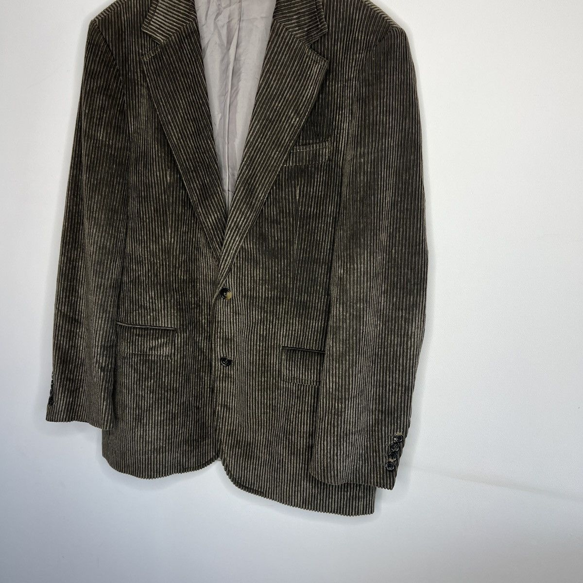 Designer × Hugo Boss × Vintage Red Label Brown Corduroy Light Top Coat Jacket Blazer Size US L / EU 52-54 / 3 - 2 Thumbnail