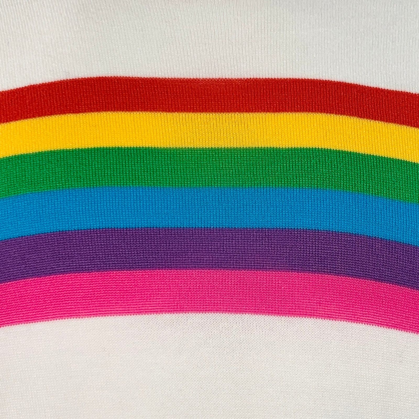 Mr Turk XL White Multi Color Rainbow Cotton Knit Ringer T-shirt Size US XL / EU 56 / 4 - 2 Thumbnail