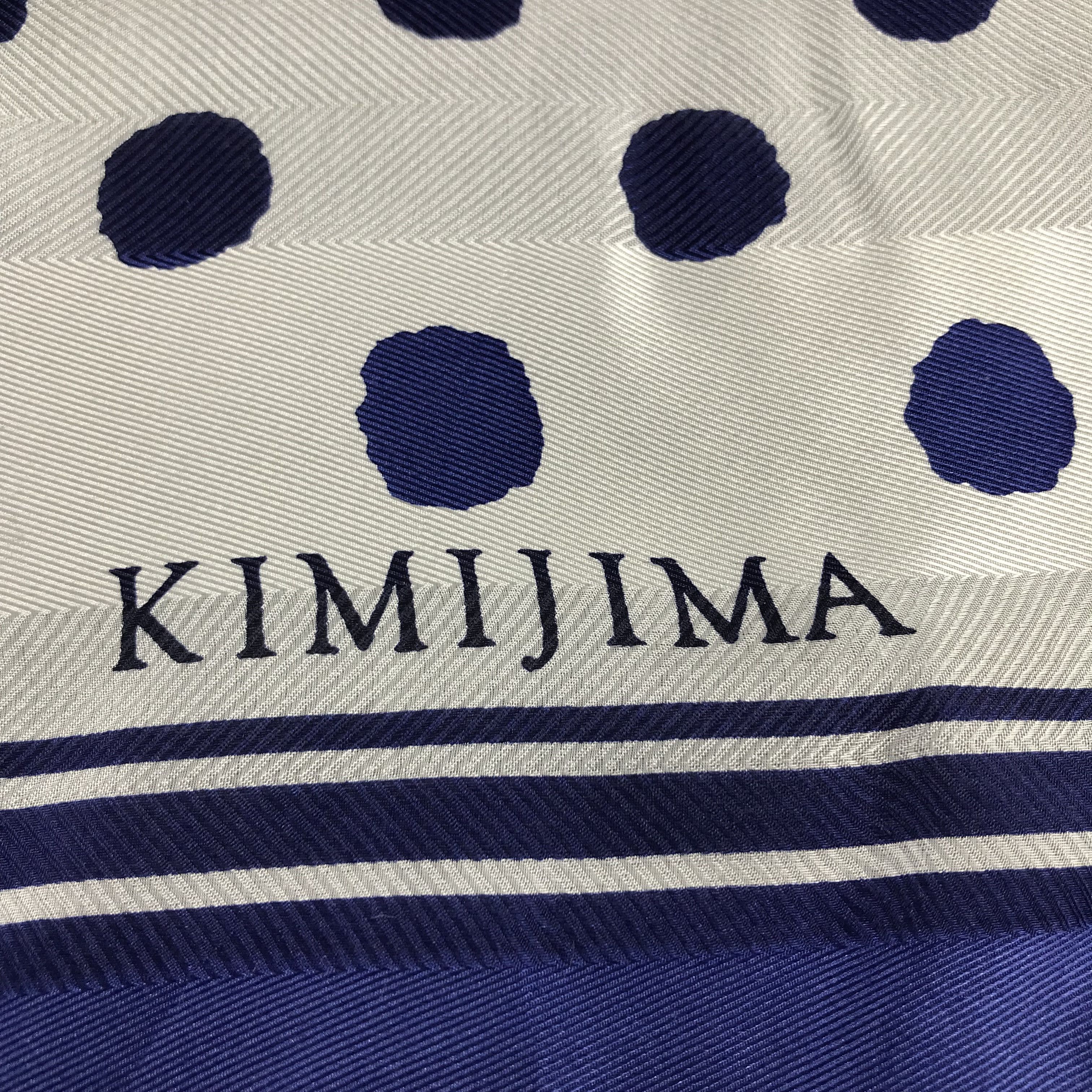 Japanese Brand Kimijima Polka Dots Slit Thread Silk Scarf M173 Size ONE SIZE - 3 Thumbnail