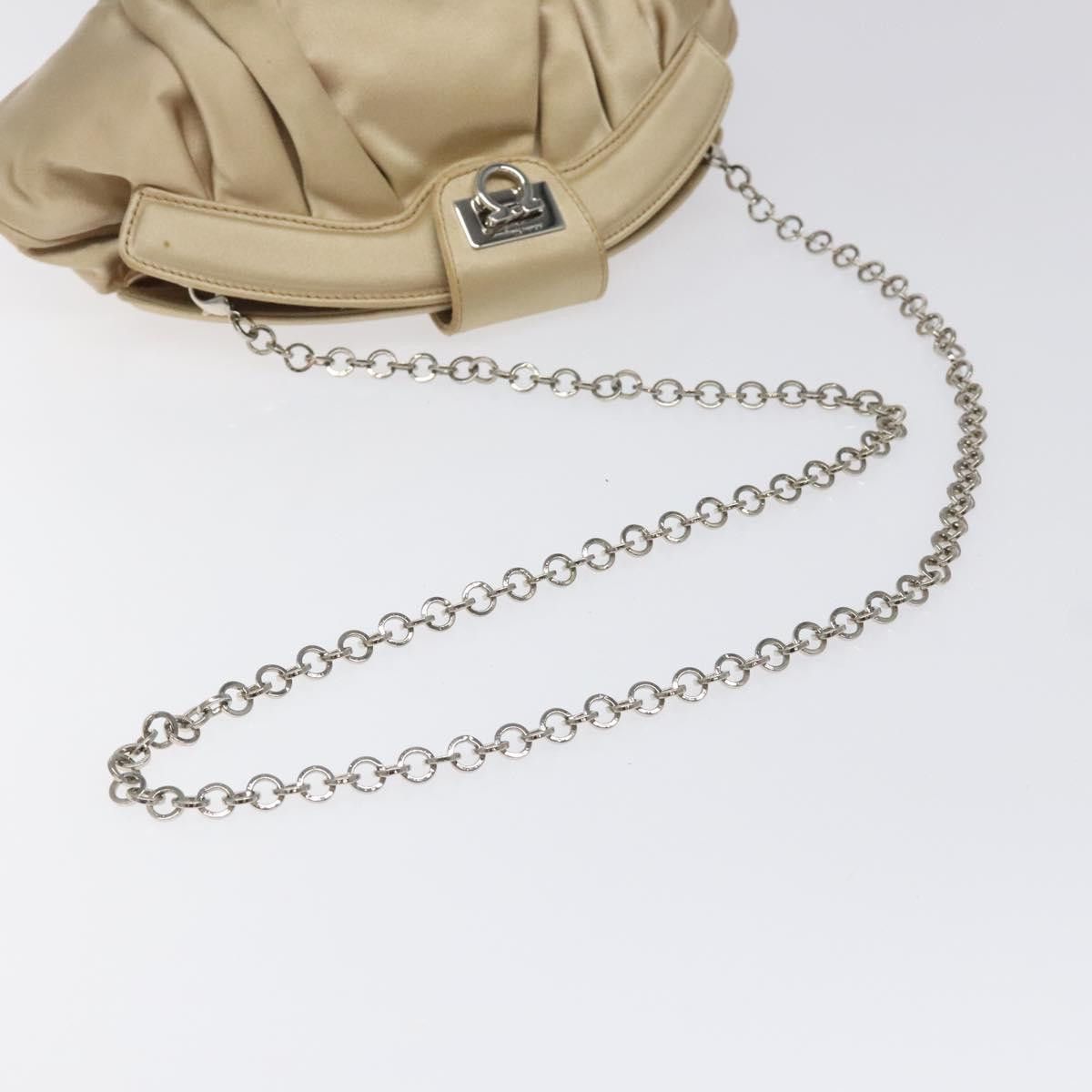 Salvatore Ferragamo Salvatore Ferragamo Gancini Chain Shoulder Bag Satin Beige Size ONE SIZE - 7 Thumbnail