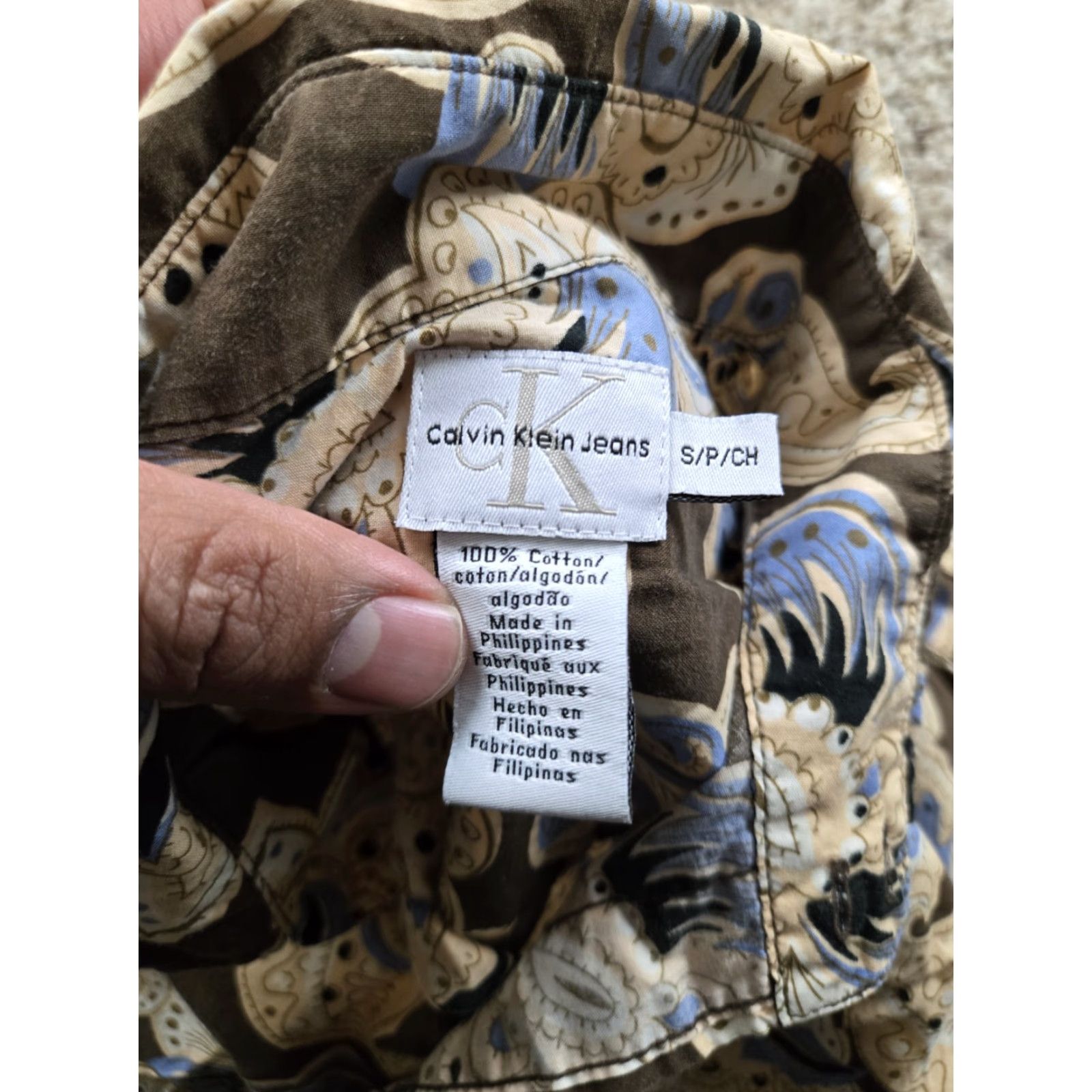 Calvin Klein Calvin Klein Shirt Mens Small Button Up Brown Floral Paisley Long Sleeve Size US S / EU 44-46 / 1 - 4 Thumbnail
