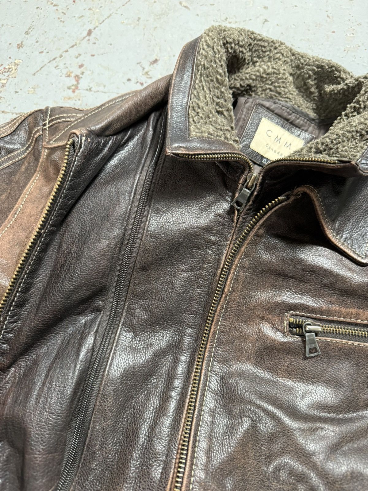 Other Vintage CMM Detachable Fur Collar Leather Faded Pinstripe Ja Size US XL / EU 56 / 4 - 8 Thumbnail